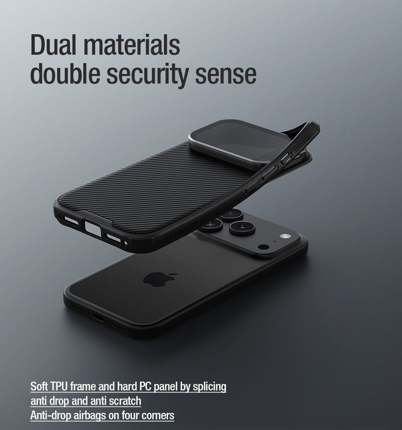 Image of Nillkin Back Cover for Apple iPhone 17 Pro Max, Apple iPhone 18 Pro Max (Black, Magsafe, Thermoplastic Polyurethane, Polycarbonate, Pack of: 1)