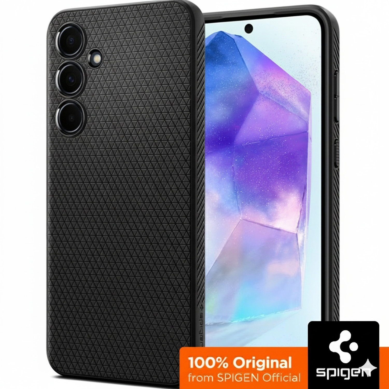Image of Spigen Liquid Air Back Cover for Samsung Galaxy A55 5G (Black, Flexible, Thermoplastic Polyurethane, Pack of: 1)