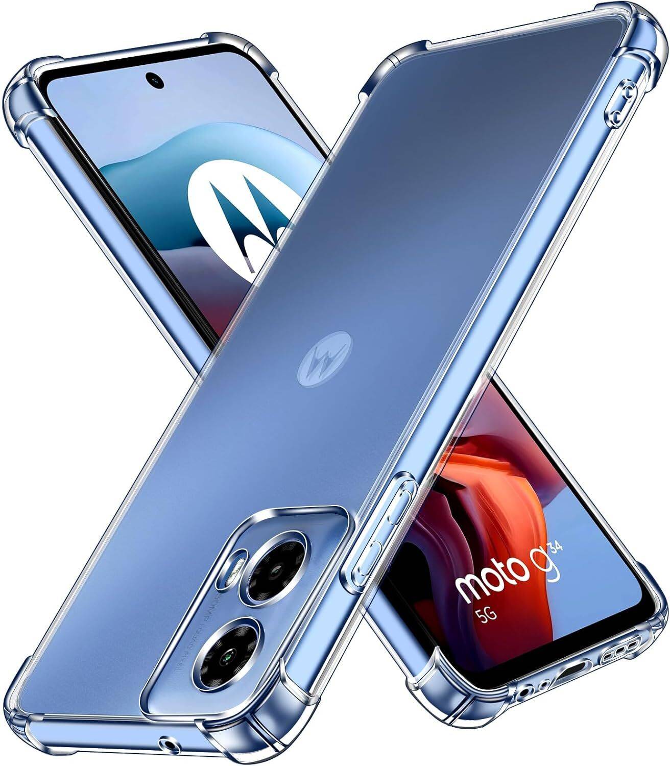 CLOVYR Back Cover for Motorola Moto G34 5G / G45 5G Bumper Silicon Transparent Case