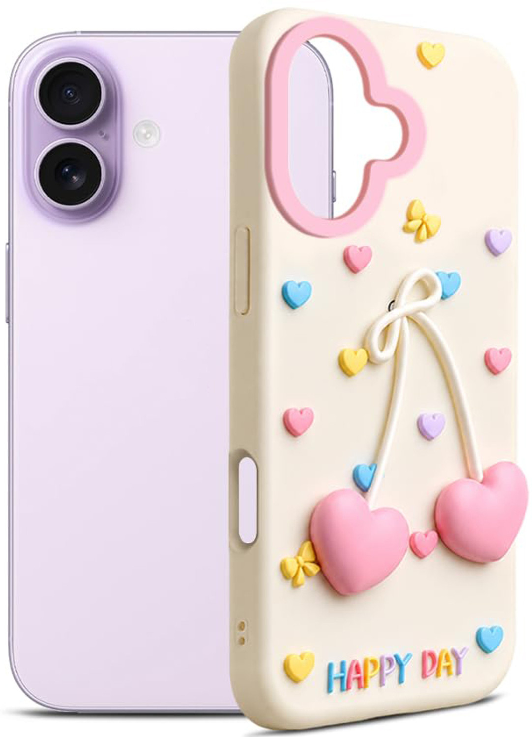 Image of ONCRAVES Back Cover for Apple iPhone 17, Cute 3D Heart Cherry Bow