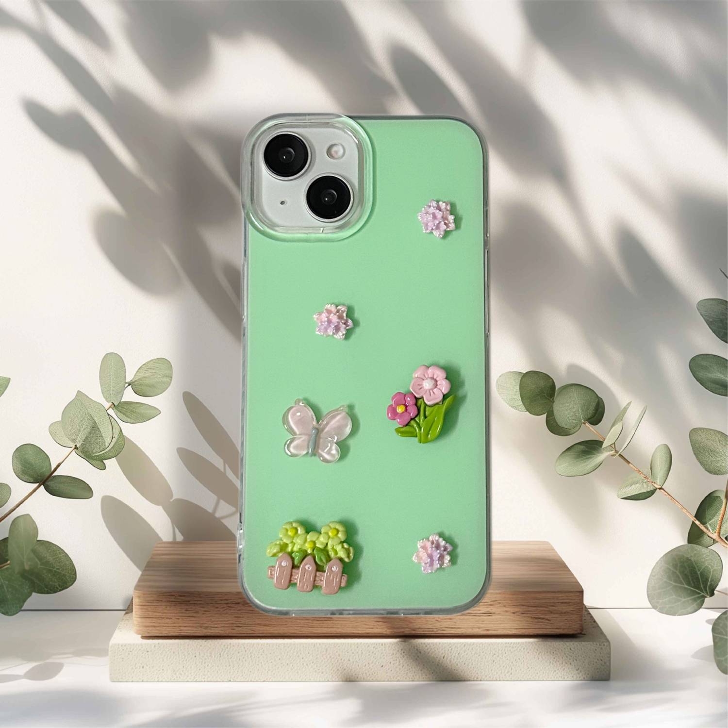 bafaon Back Cover for iPhone 13 Cute Handcrafted Flower & Butterfly 3D Case | Soft TPU Protective Back Cover