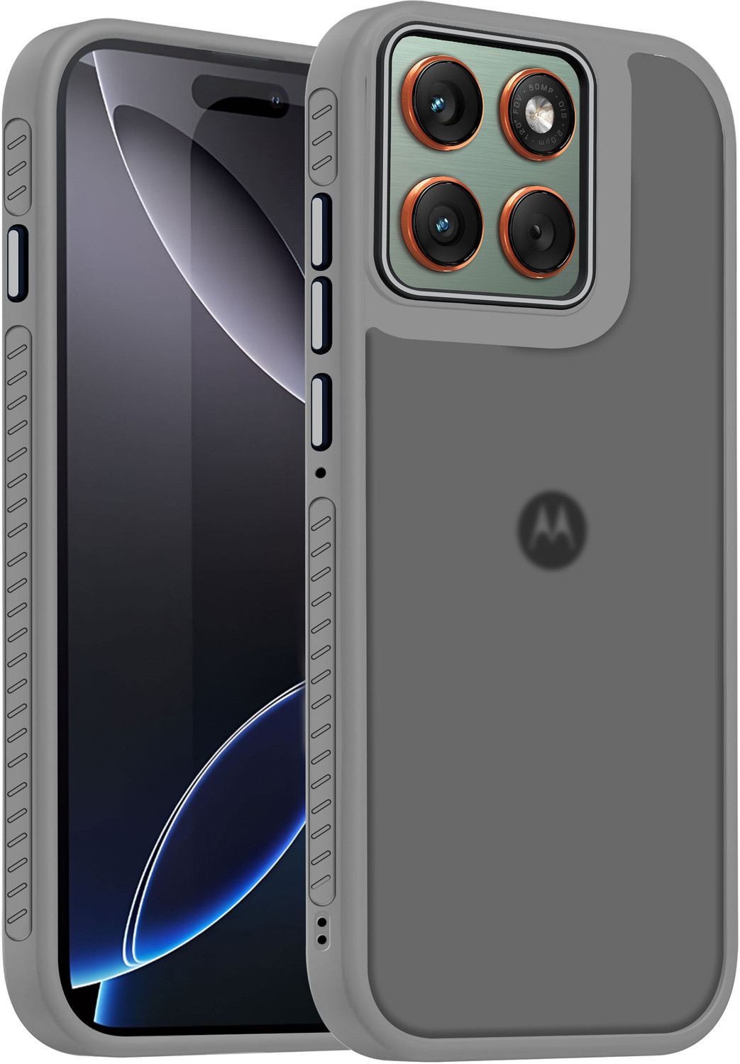Image of V-TAN Back Cover for Motorola Edge 60 Pro (Grey, Matte Finish, Thermoplastic Polyurethane, Pack of: 1)