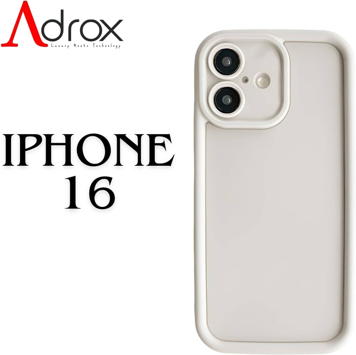 adrox Back Cover for iPhone 16 Soft Silicone Cover Camera Protection, Scratch Proof, Shock Protection
