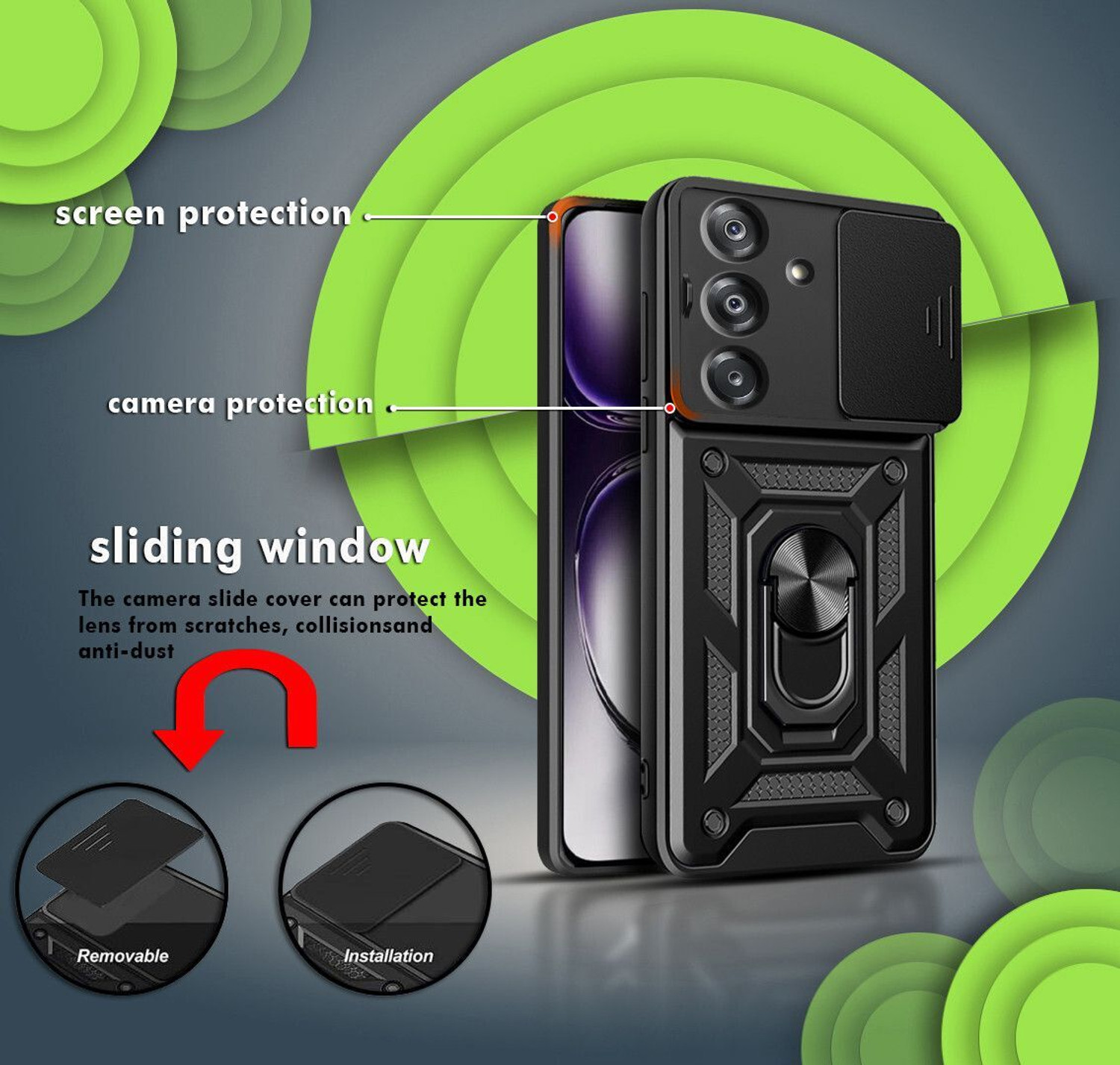 Image of Flipkart SmartBuy Back Cover for SAMSUNG A36 5G (Black, Rugged Armor, Polycarbonate, Pack of: 1)