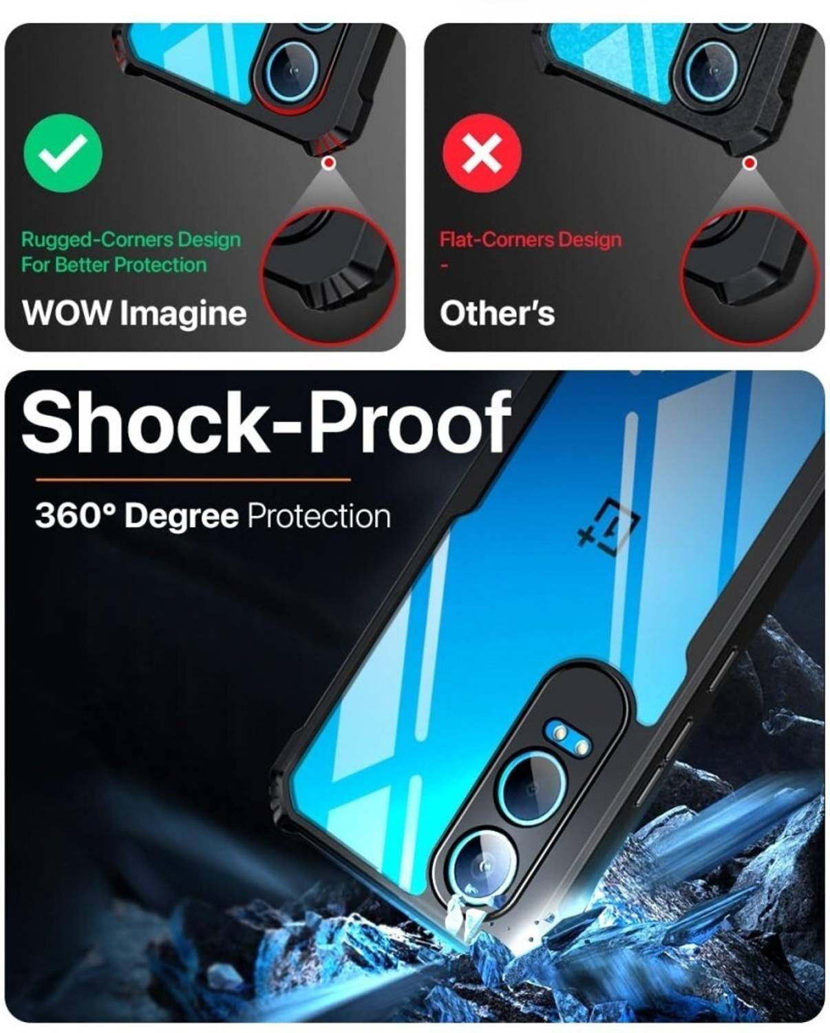 Back Cover For OnePlus Nord CE 4 Lite 5G, With 360 Degree Protect Crystal Clear Soft Tpu Pc Case