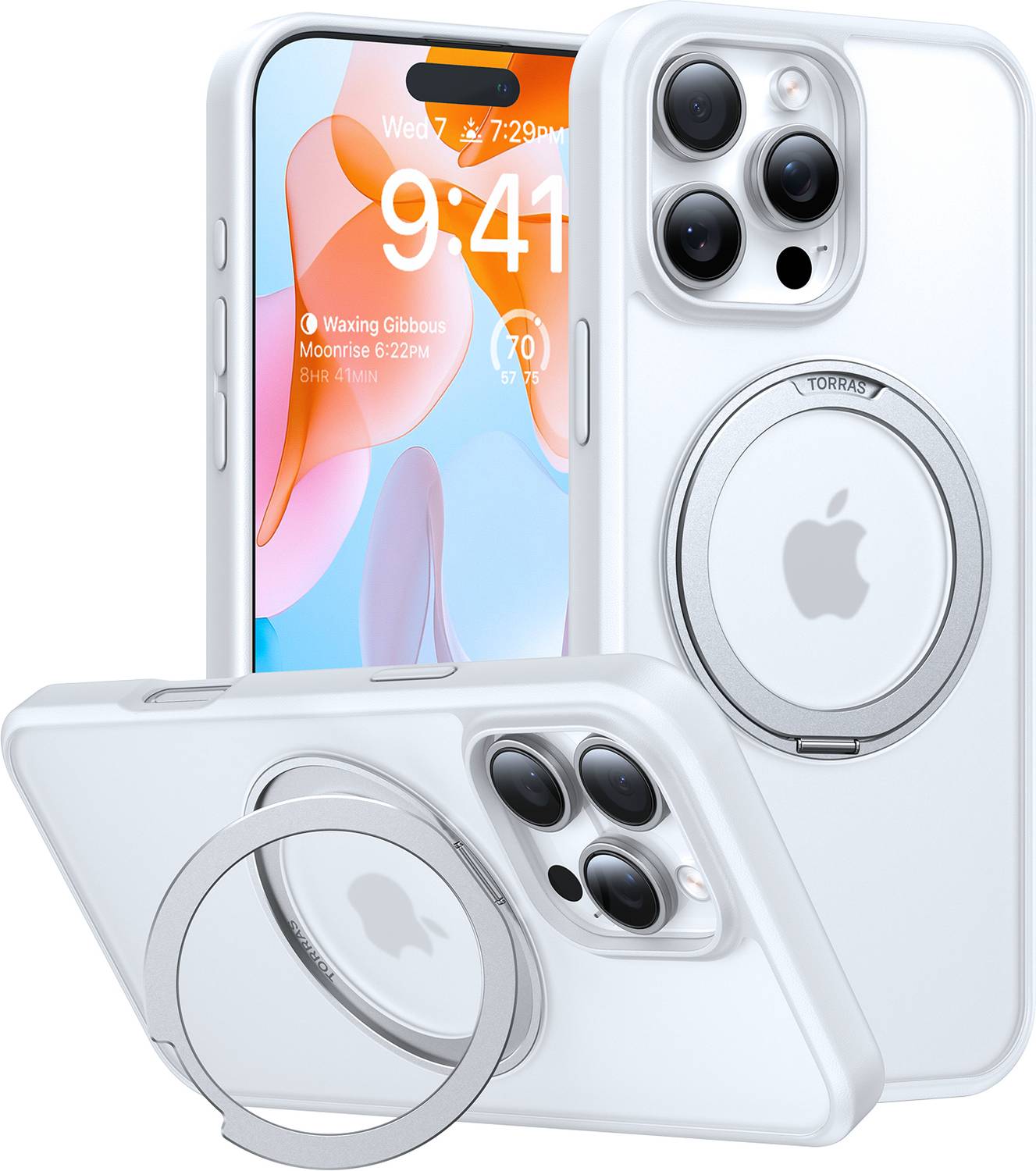 Torras Back Cover for iPhone 16 Pro Max Upgraded 360°Rotatable