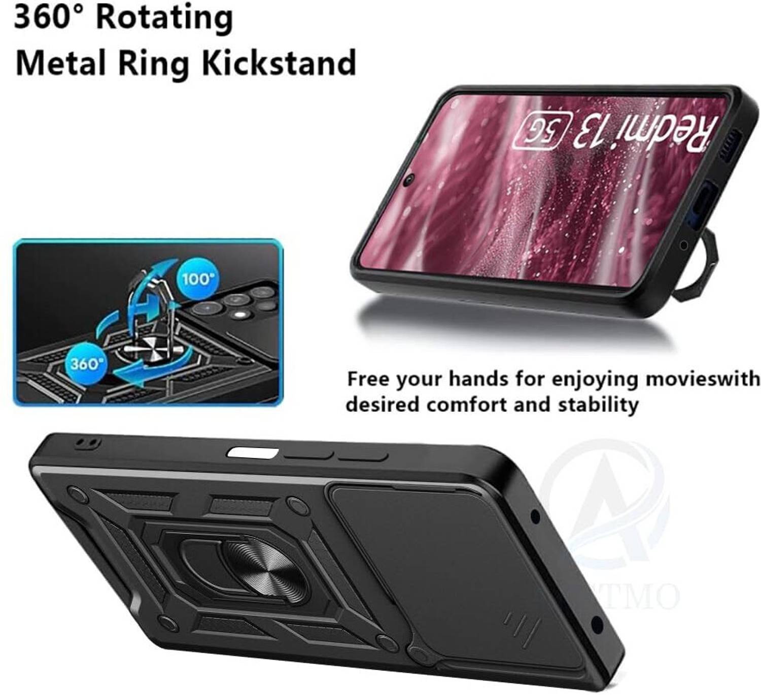 Casener Back Cover for Mi Redmi 13 5G Black - Image 4