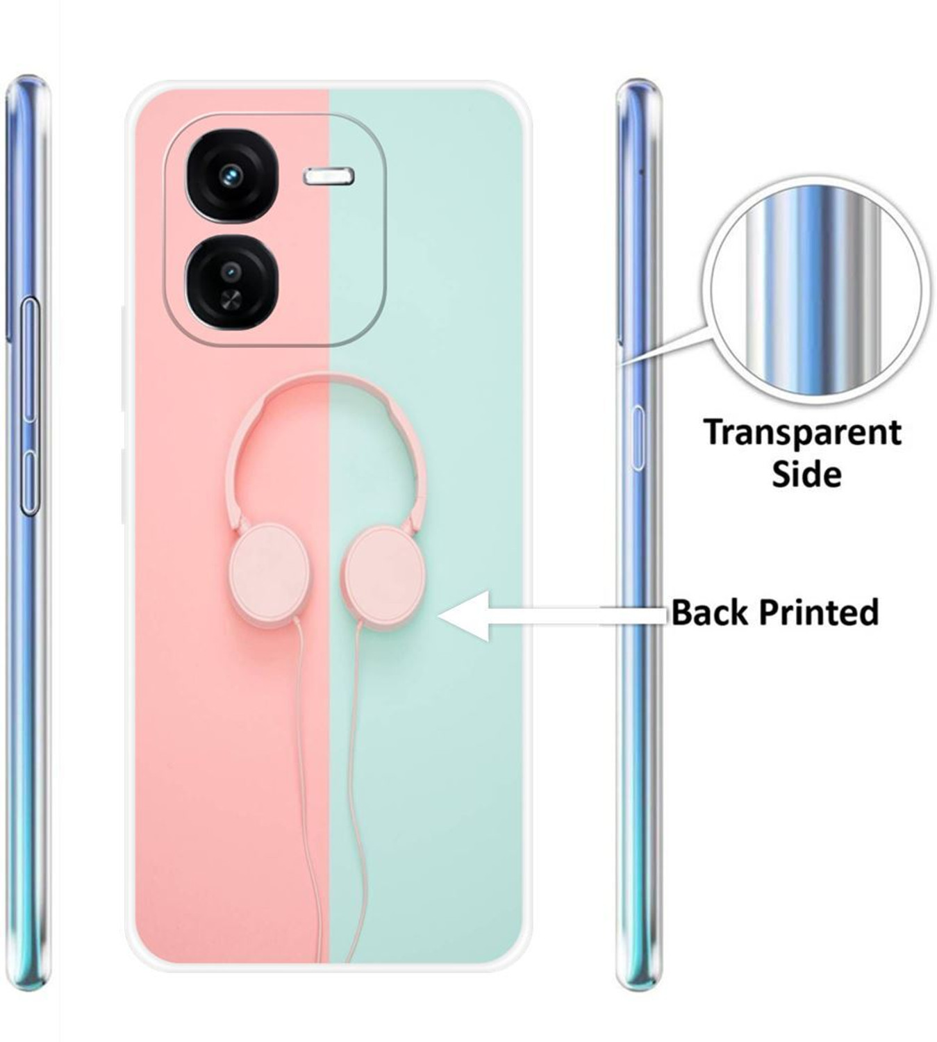 Image of FEBOS Back Cover for IQOO Z9x, Earphone, Headphone, Music, Lover, 6