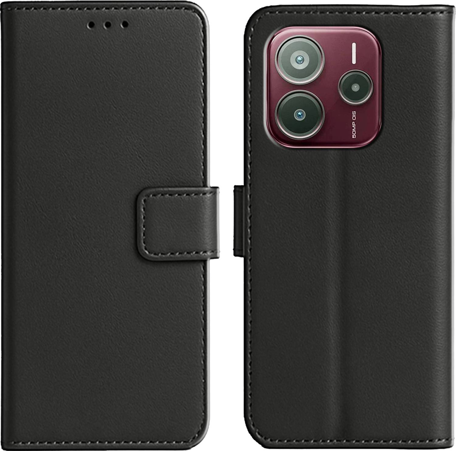Ascensify Back Cover for Redmi Note 14 SE 5G Premium PU Leather Flip Cover with Card Slots & Stand Feature