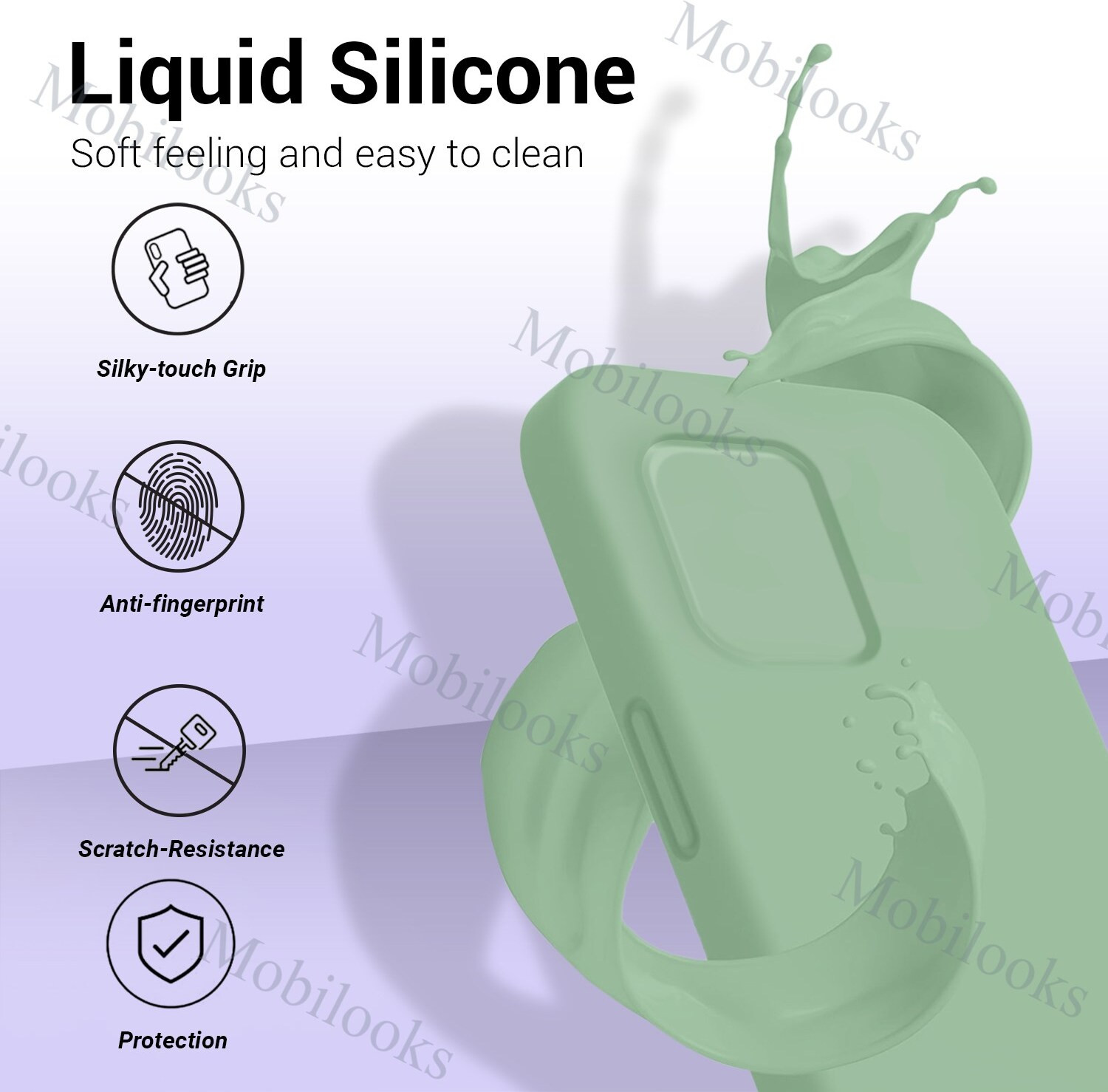 Image of MobiLooks Back Cover for Samsung Galaxy S23 FE 5G, Liquid Silicone Silky-Soft Full Body Protection Shockproof