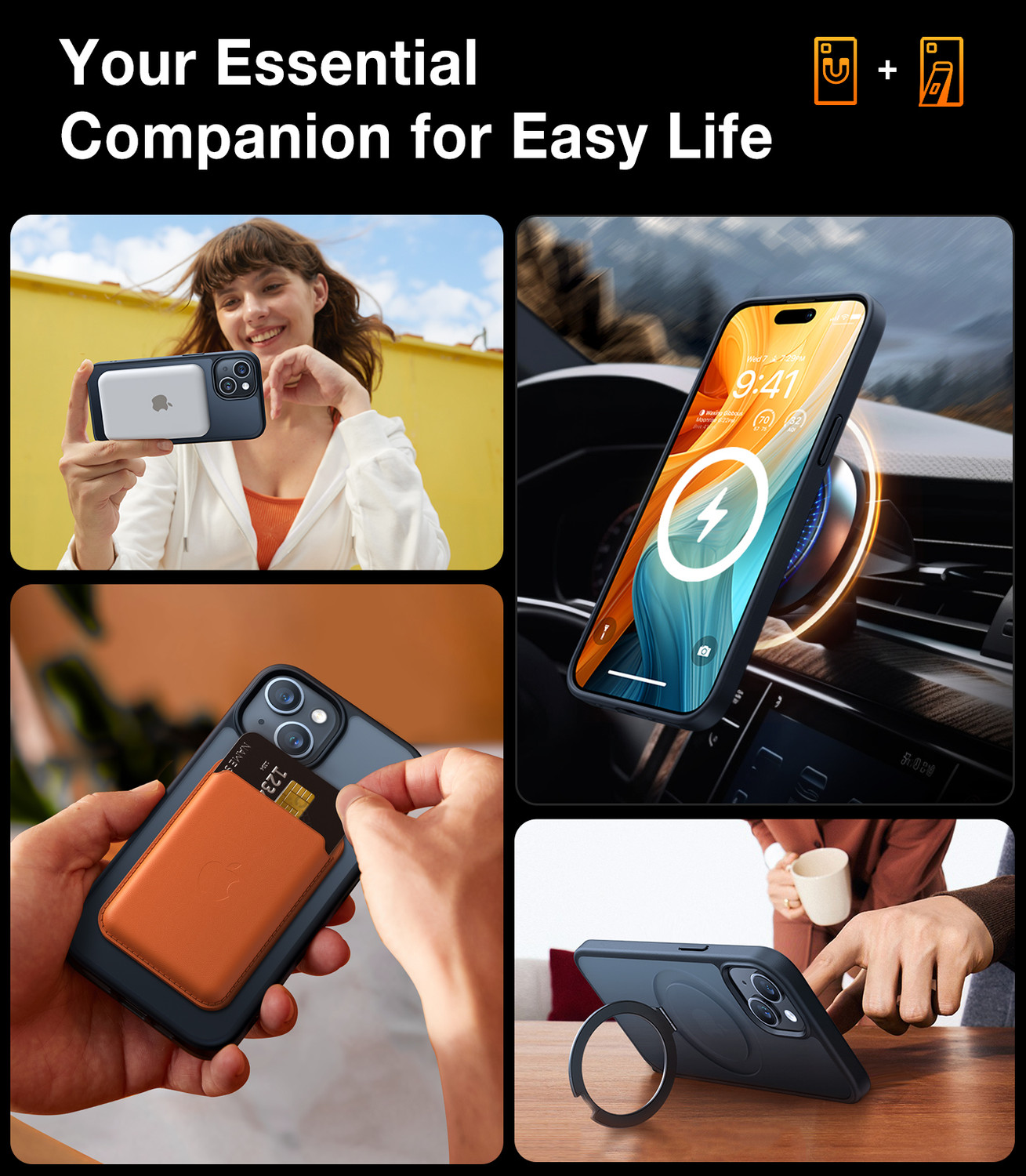 Image of Torras Back Cover for iPhone 15 Ultra Magnetic Ostand Fit For MagSafe, Ring Holder, Military-Grade, Slim, Matte