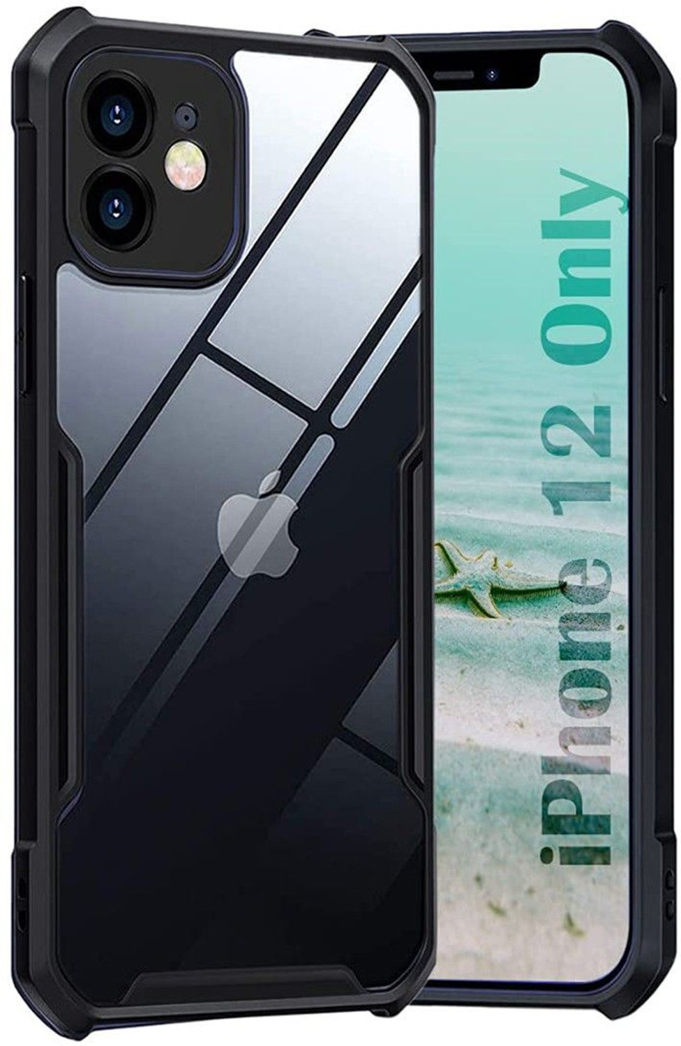 Image of CASEVIBE Back Cover for Apple iPhone 12 (Black, Shock Proof, Pack of: 1)