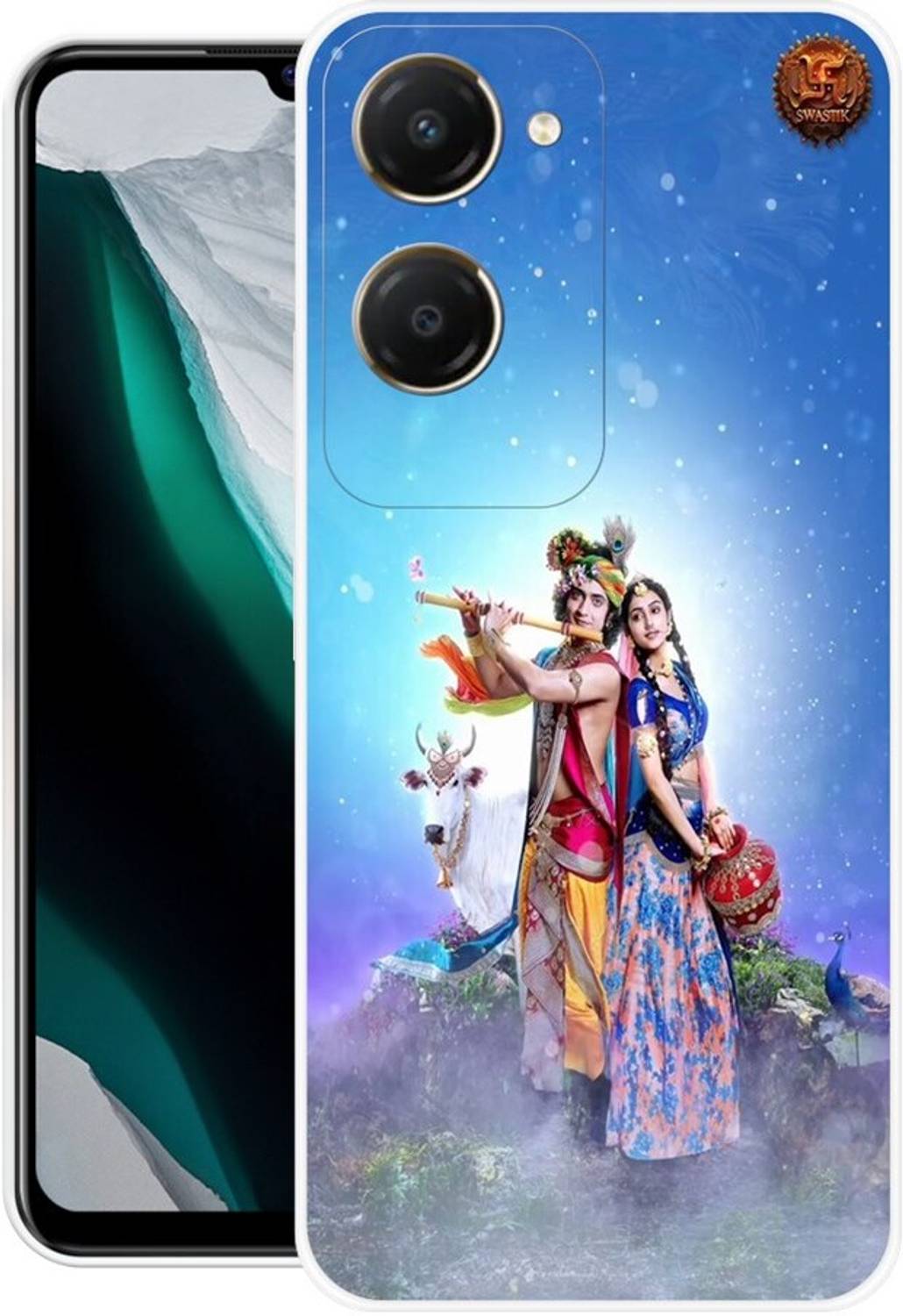 PHONE WALEY.COM Back Cover for VIVO Y18e,V2350,RADHA KRISHNA, LORD, KANHIYA, KRISHANJI, GOD