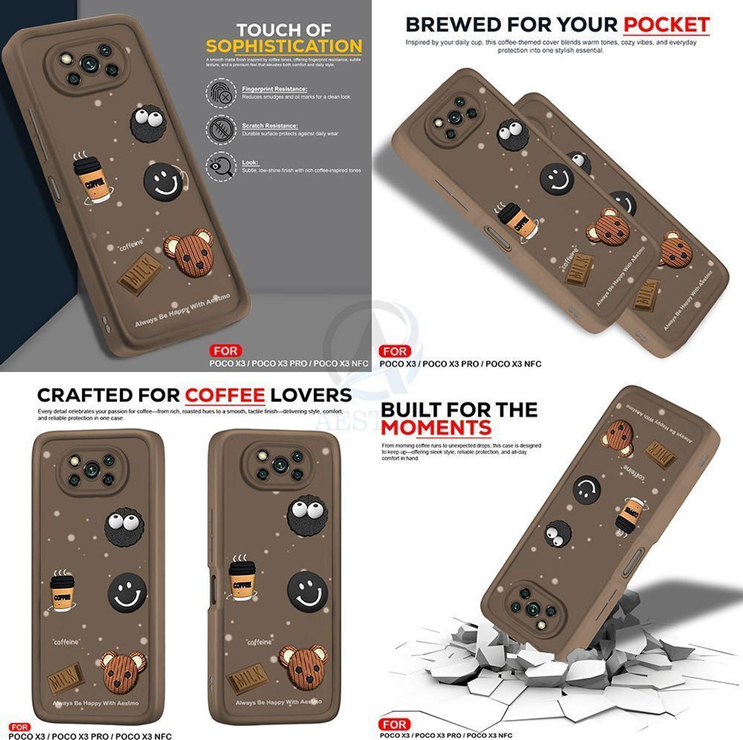 Image of AESTMO Back Cover for Poco X3, Poco X3Pro, Poco X3 NFC