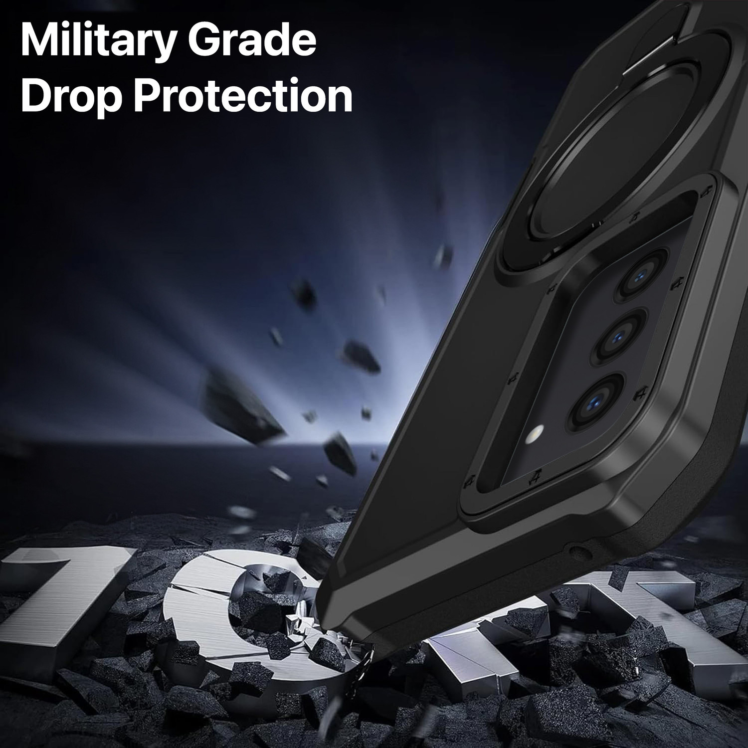 Image of Vaku Luxos Back Cover for Samsung Galaxy S23, Astor Military Grade Case with Rotable Ring Kickstand TPU Cover