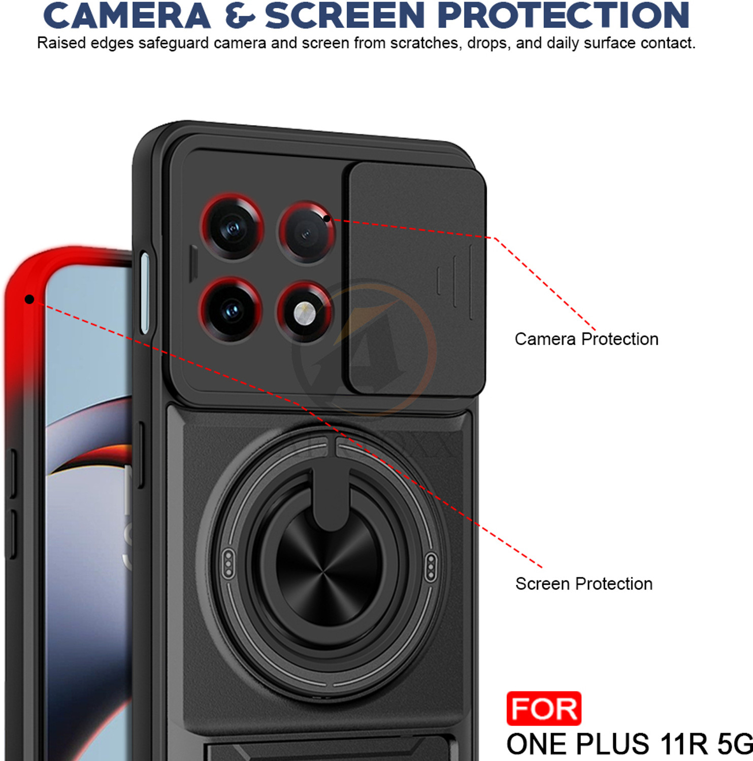 Image of AERTOXX Back Cover for Oneplus 11R 5G (Black, Rugged Armor, Polycarbonate, Thermoplastic Polyurethane, Pack of: 1)