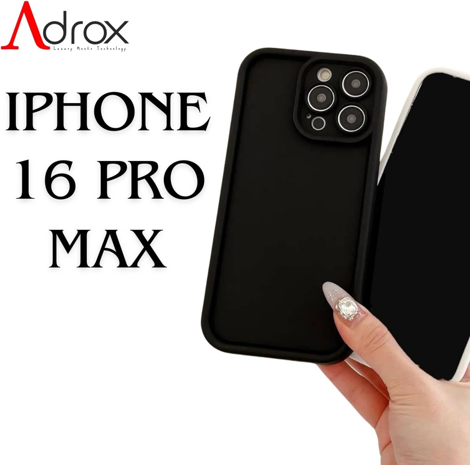 adrox Back Cover for iPhone 16 Pro Max Soft Silicone Cover Camera Protection, Scratch Proof, Shock Protection