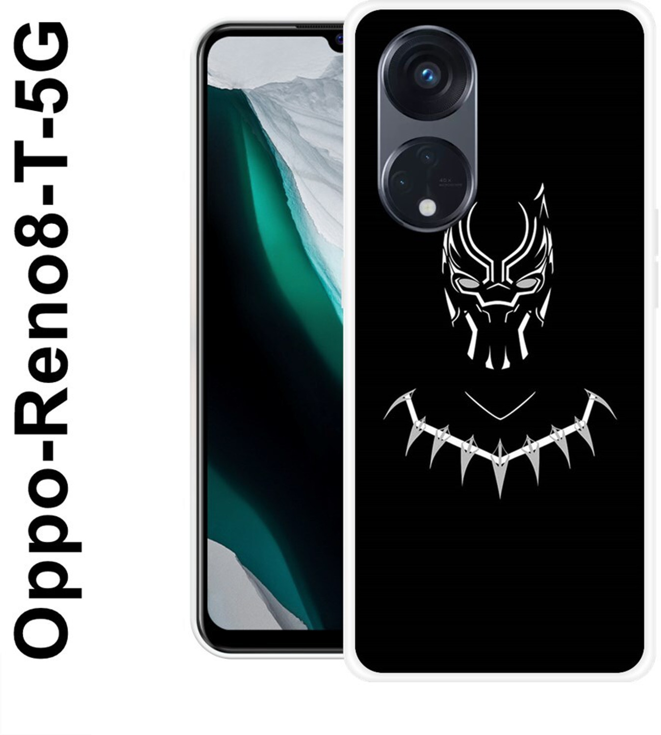 Image of MOBIFLY Back Cover for OPPO Reno8T 5G, Black, Panther, Wakanda, SuperHero, 87