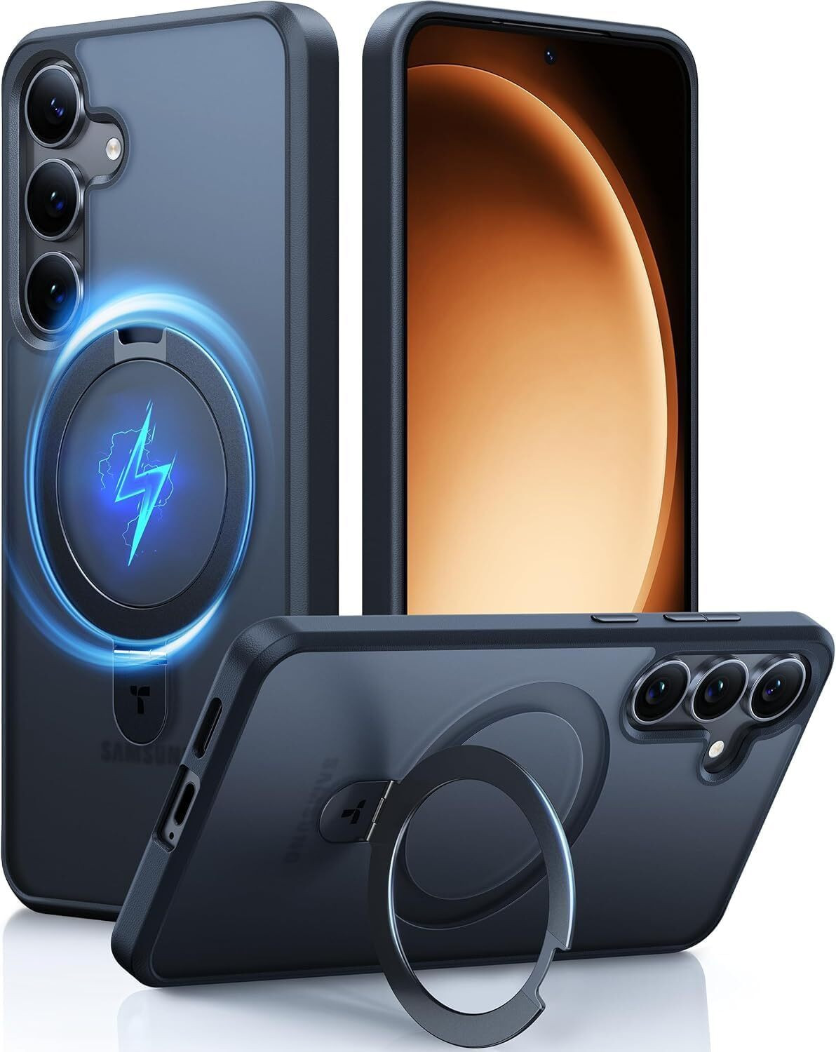 Image of AIBEX Back Cover for Samsung Galaxy S24|Kickmag With Magnetic Ring Alloy Kickstand | Mag-Safe Compatible