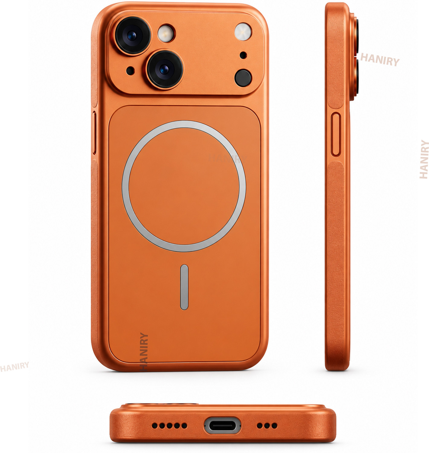 Image of HANIRY Back Cover for Apple iPhone 13, Magsafe (Orange, Hard Case, Polycarbonate, Pack of: 1)
