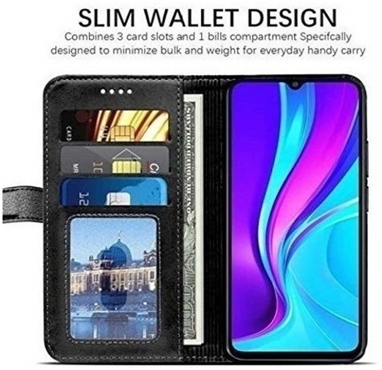 Image of CaseDeal Back Cover for Infinix Smart 7, X6517 Premium Leather Finish, with Card Pockets, Wallet Stand