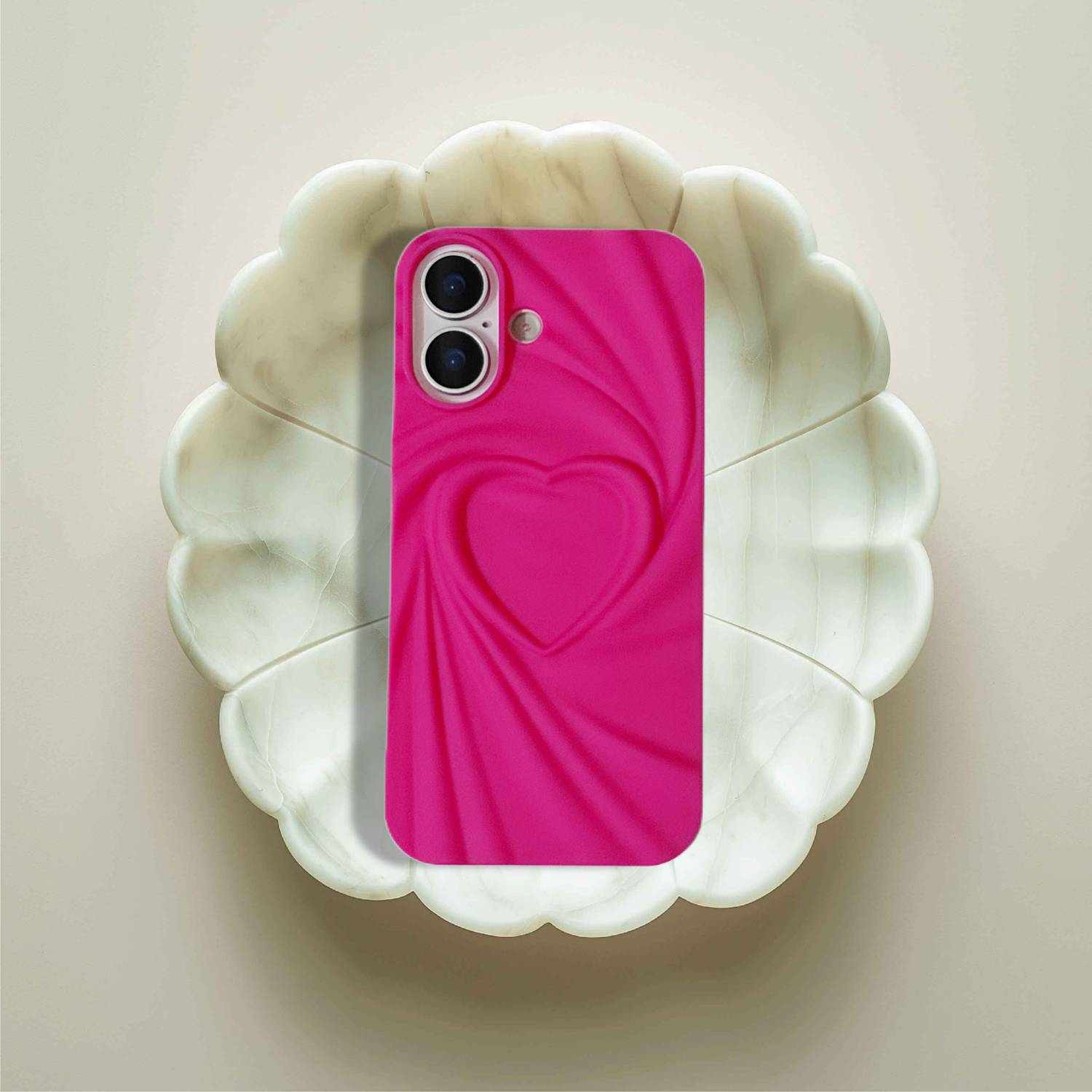 bafaon Back Cover for Apple iPhone 17 Stylish 3D Heart Embossed Back Cover | Soft Silicone Case
