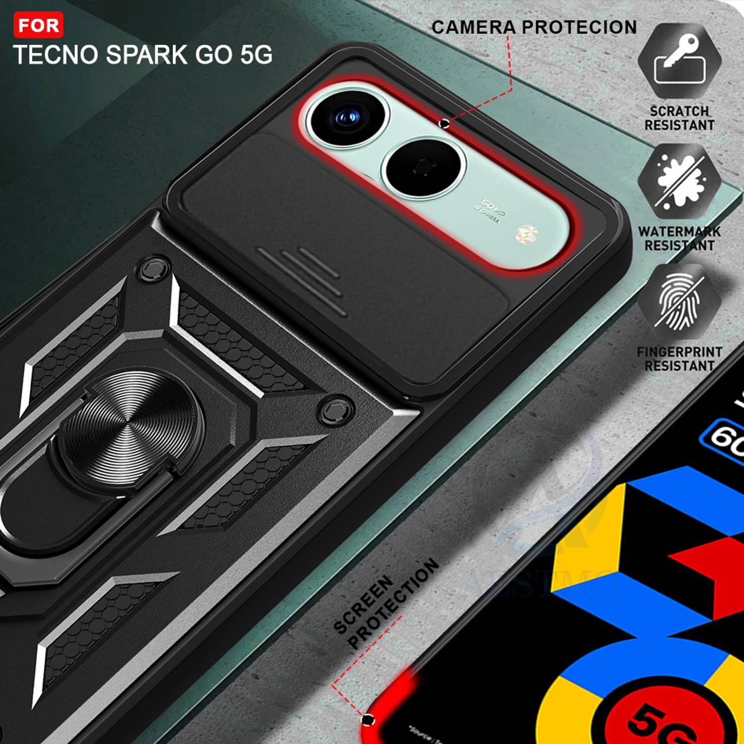 AESTMO Back Cover for Tecno Spark GO 5G Black - Image 3
