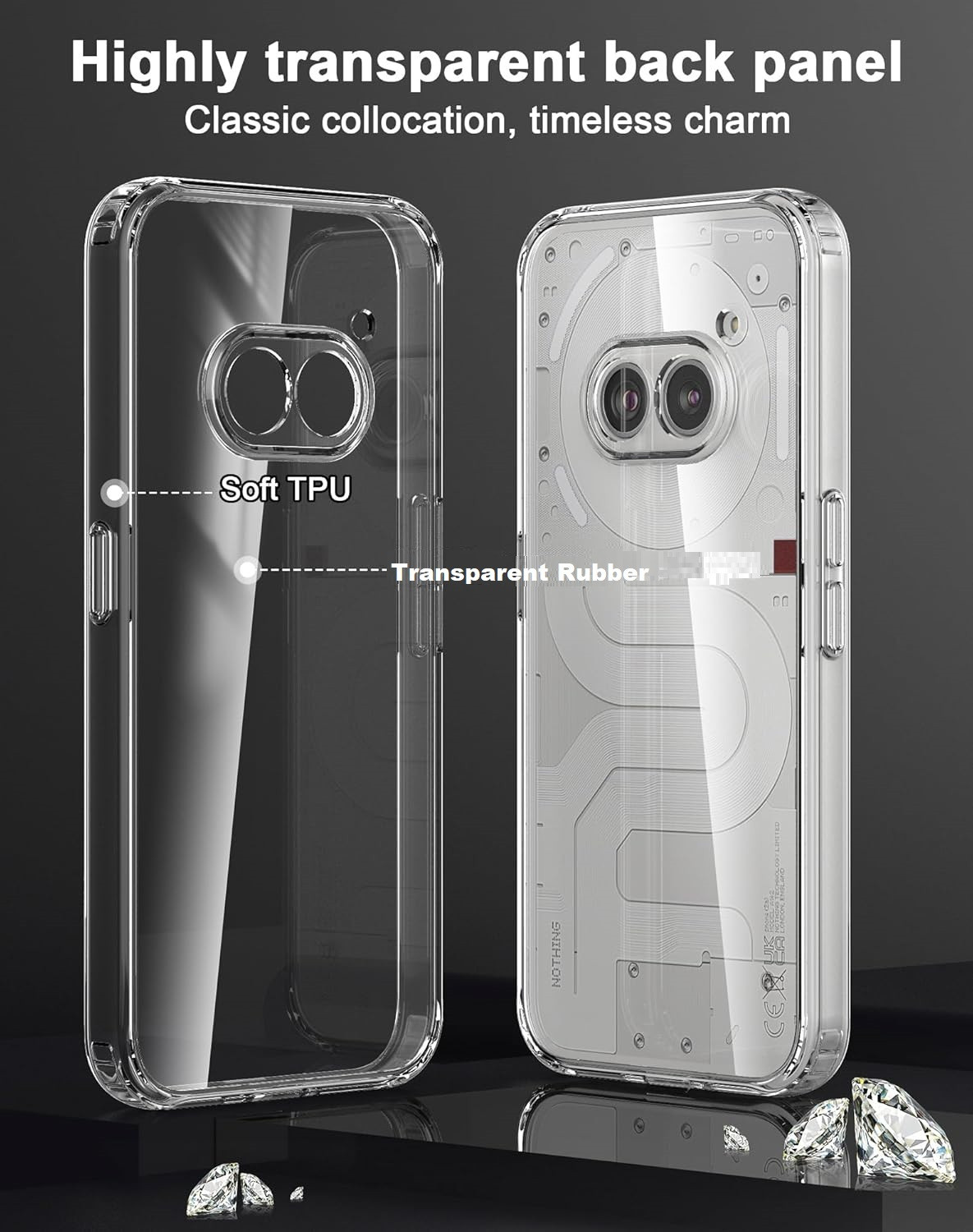 Image of Hamz Back Cover for Nothing Phone (2a) 5G (Transparent, Camera Bump Protector, Rubber, Pack of: 1)