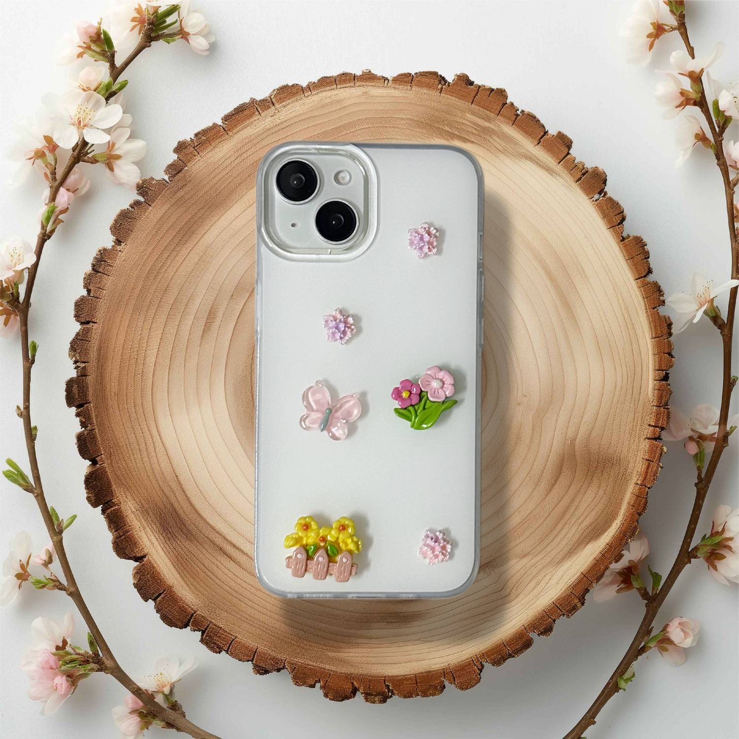 bafaon Back Cover for iPhone 13 Cute Handcrafted Flower & Butterfly 3D Case | Soft TPU Protective Back Cover