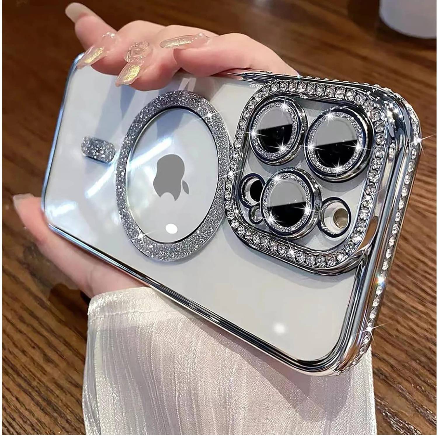 AMEYAA Back Cover for Apple iPhone 15 Pro Max Magsafe Glitter Diamond Camera Protector,Luxury Plated - AMEYAA : Flipkart.com