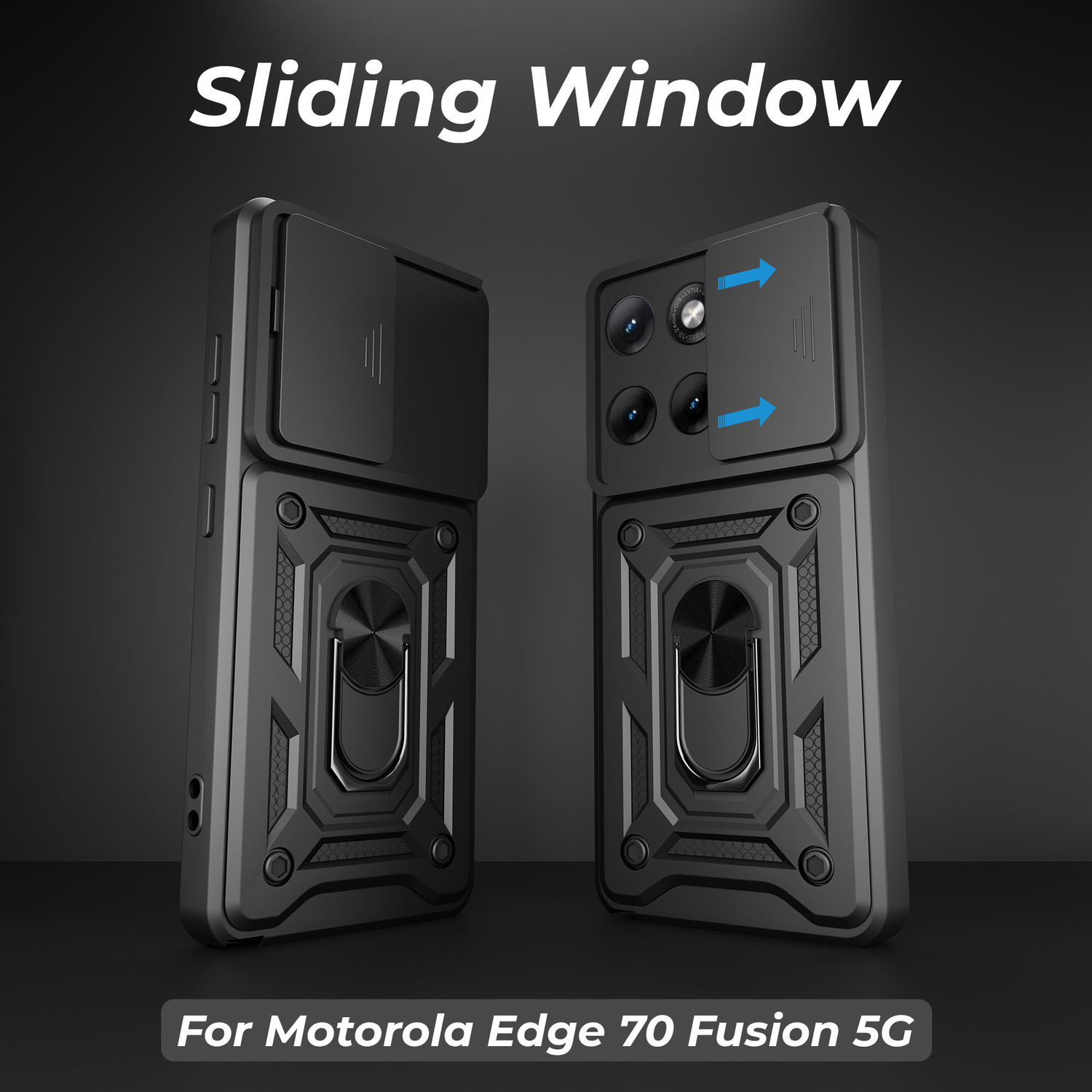 Image of Artistque Back Cover for Motorola Moto Edge 70 Fusion 5G (Black, Ring Case, Polycarbonate, Thermoplastic Polyurethane, Pack of: 1)