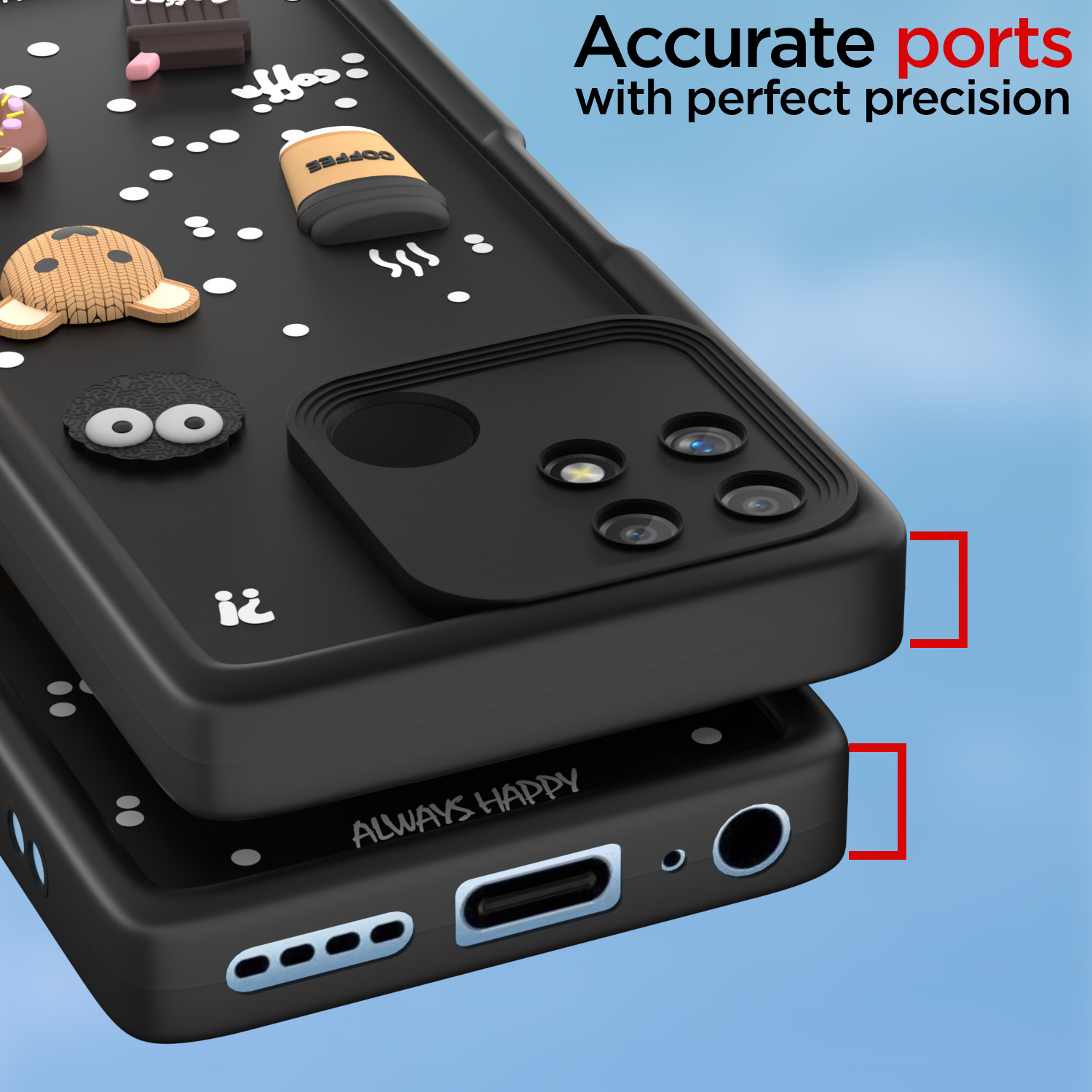 Image of Pikkme Back Cover for Realme Narzo 50A (Black, Flexible, Silicon)