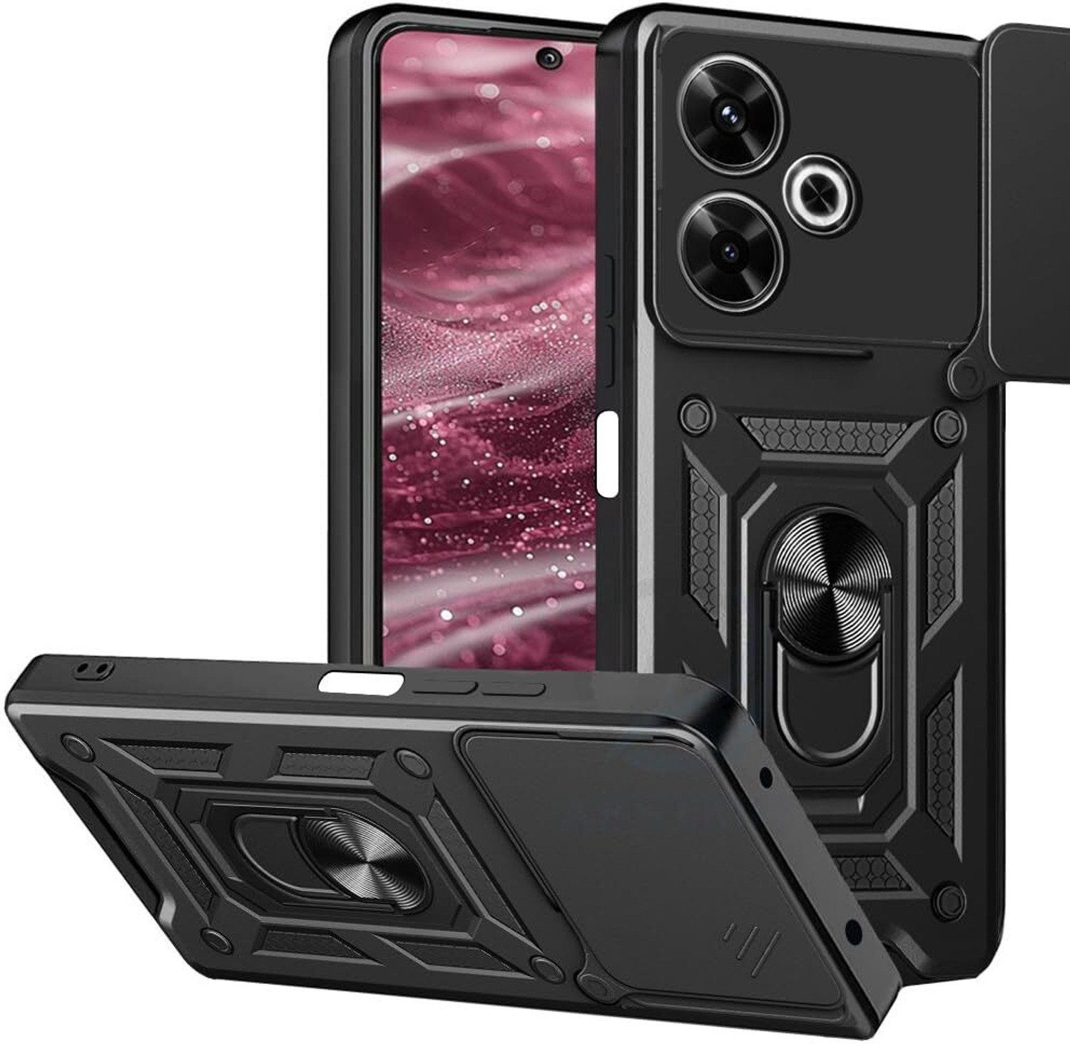 Image of Cover Alive Back Cover for POCO M6 Plus 5G (Black, Slider, Thermoplastic Polyurethane, Pack of: 1)