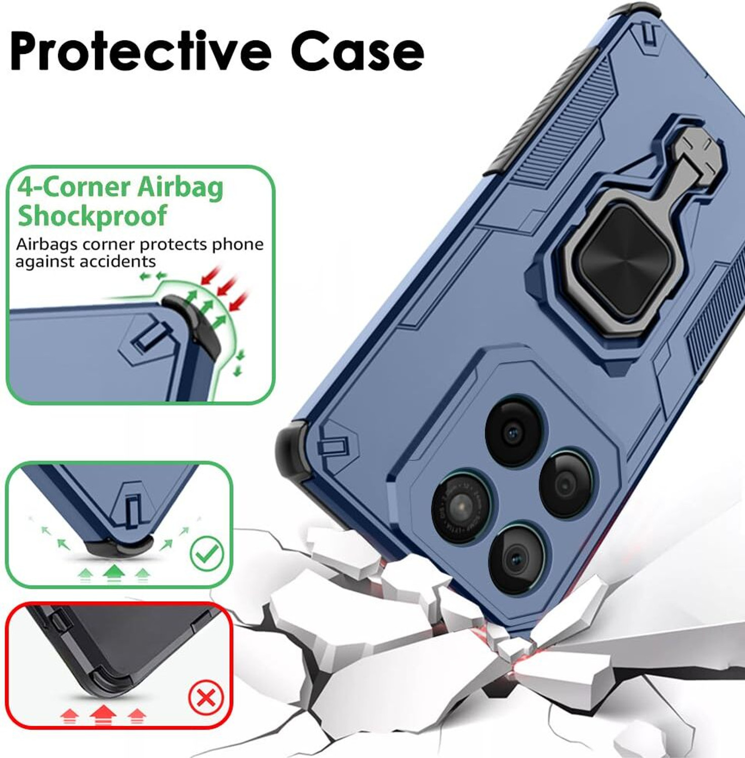 Image of SESS XUSIVE Back Cover for Motorola Moto Edge 60 Fusion 5G D5 Tough Armor Bumper Back Cover Case - Blue