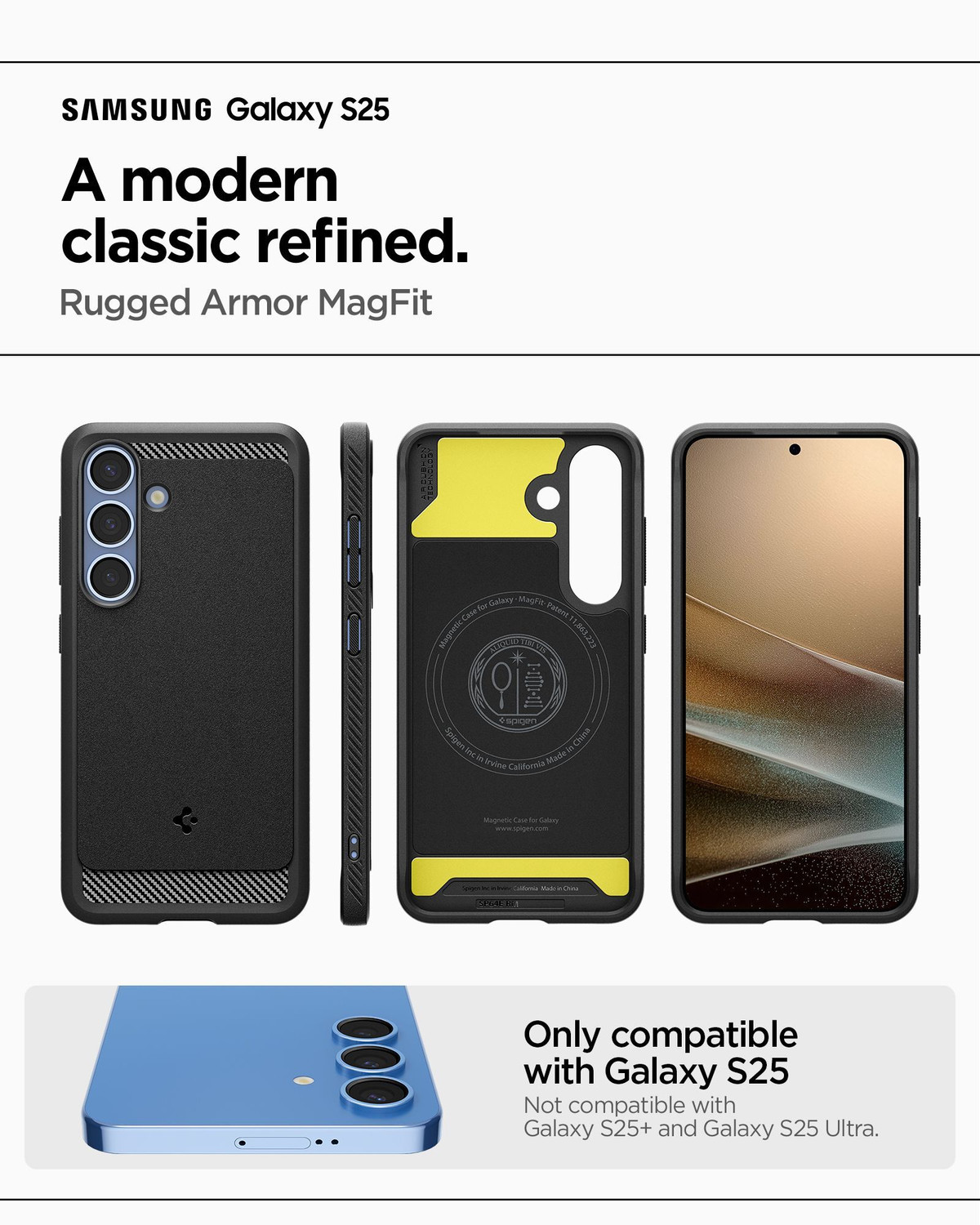Image of Spigen Rugged Armor MagFit Back Cover for Samsung Galaxy S25