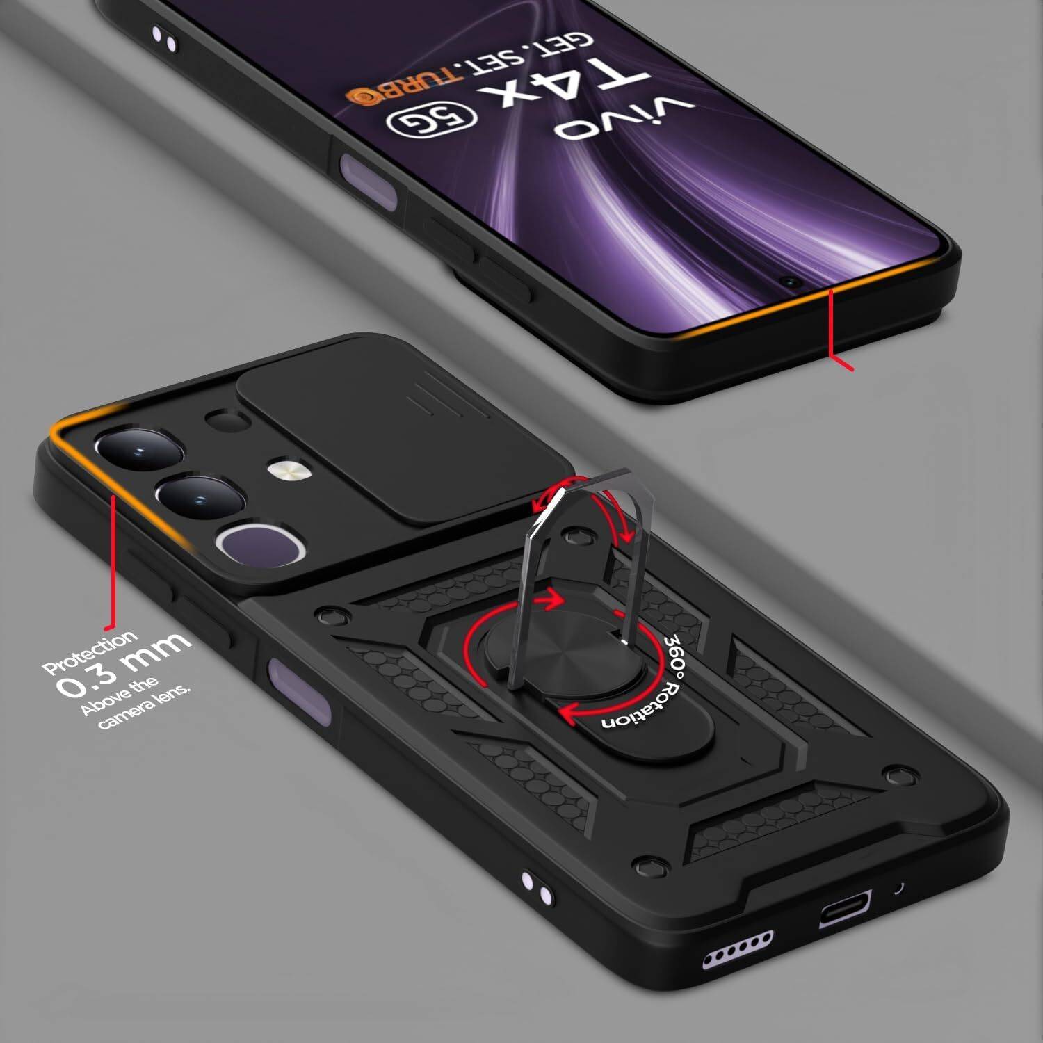 Doubledicestore Back Cover for vivo T4x 5G Black - Image 3
