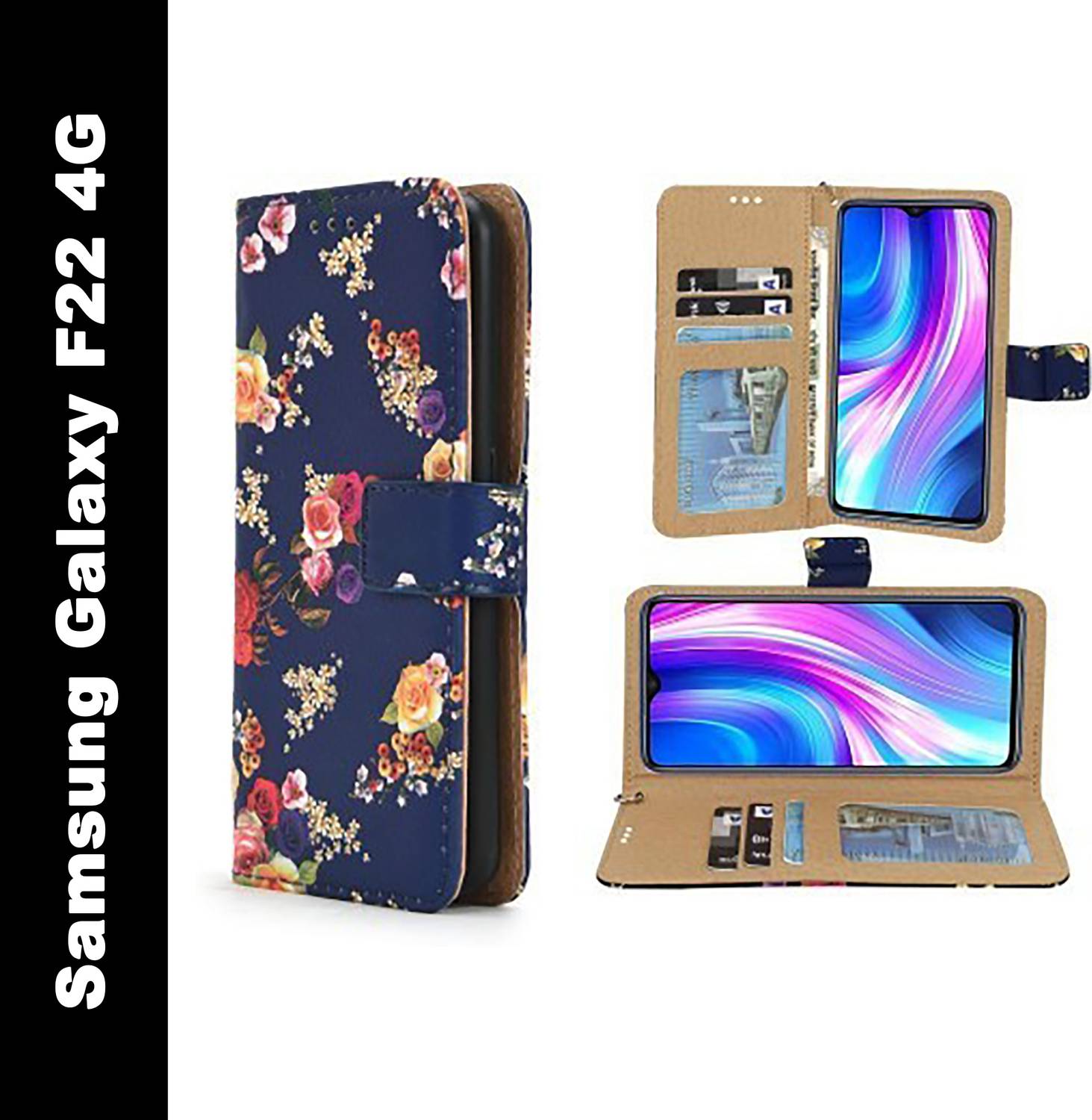 Aarov Back Cover for Samsung Galaxy F22 4G Rose Blue Flip & Wallet Case Cover