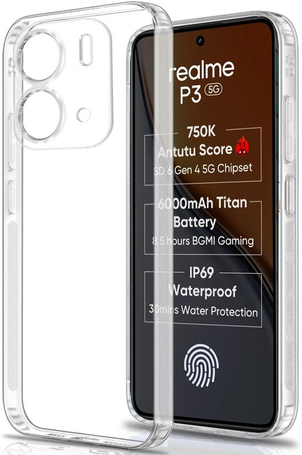 Image of VAPRIF Back Cover for Realme P3 5G, Camera Protection