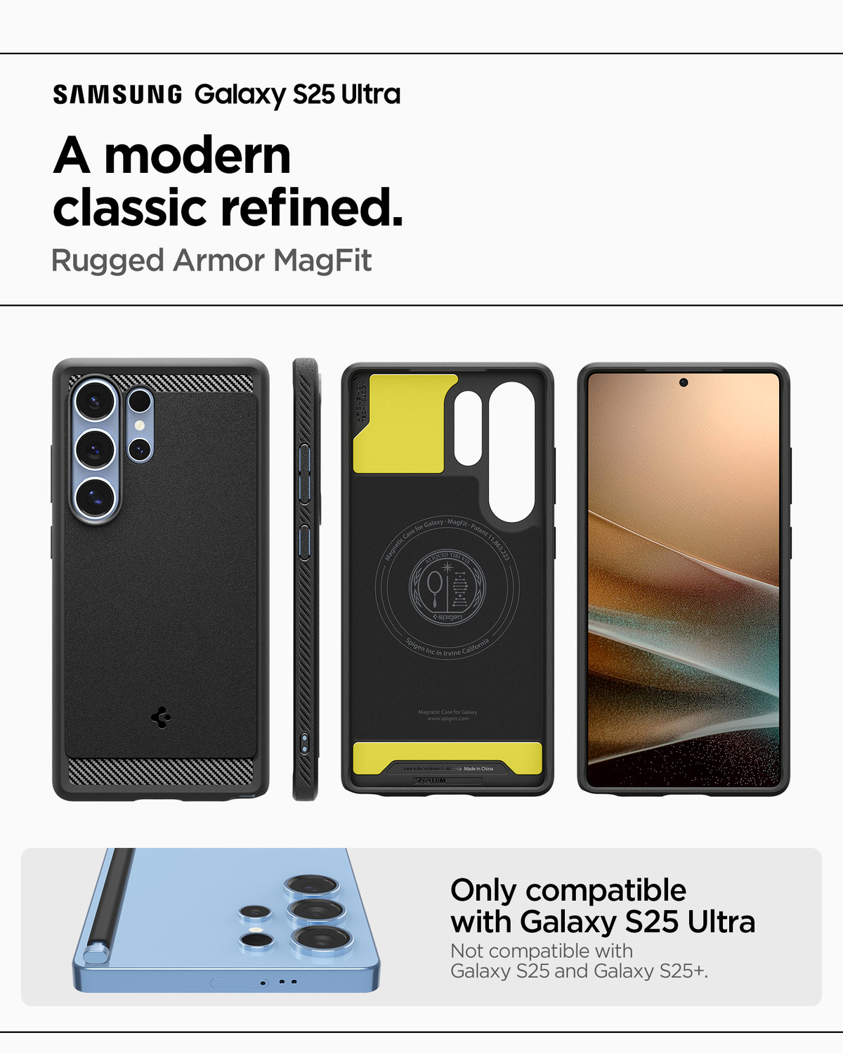 Image of Spigen Rugged Armor MagFit Back Cover for Samsung Galaxy S25 Ultra