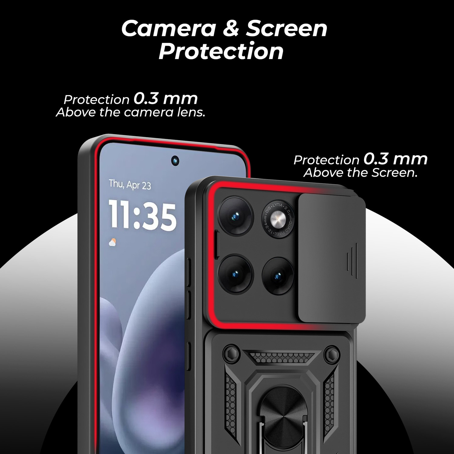 Image of Artistque Back Cover for Motorola Moto Edge 70 Fusion 5G (Black, Ring Case, Polycarbonate, Thermoplastic Polyurethane, Pack of: 1)