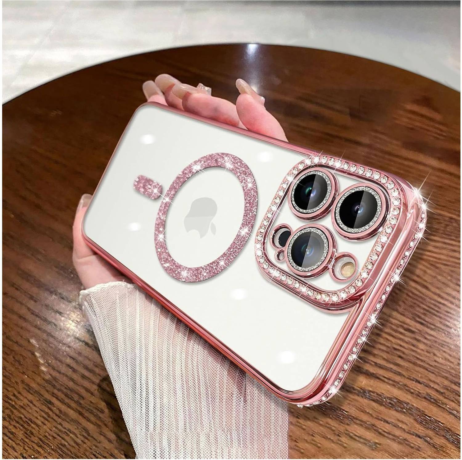 AMEYAA Back Cover for Apple iPhone 11 Pro Magsafe Glitter Diamond Camera Protector,Luxury Plated