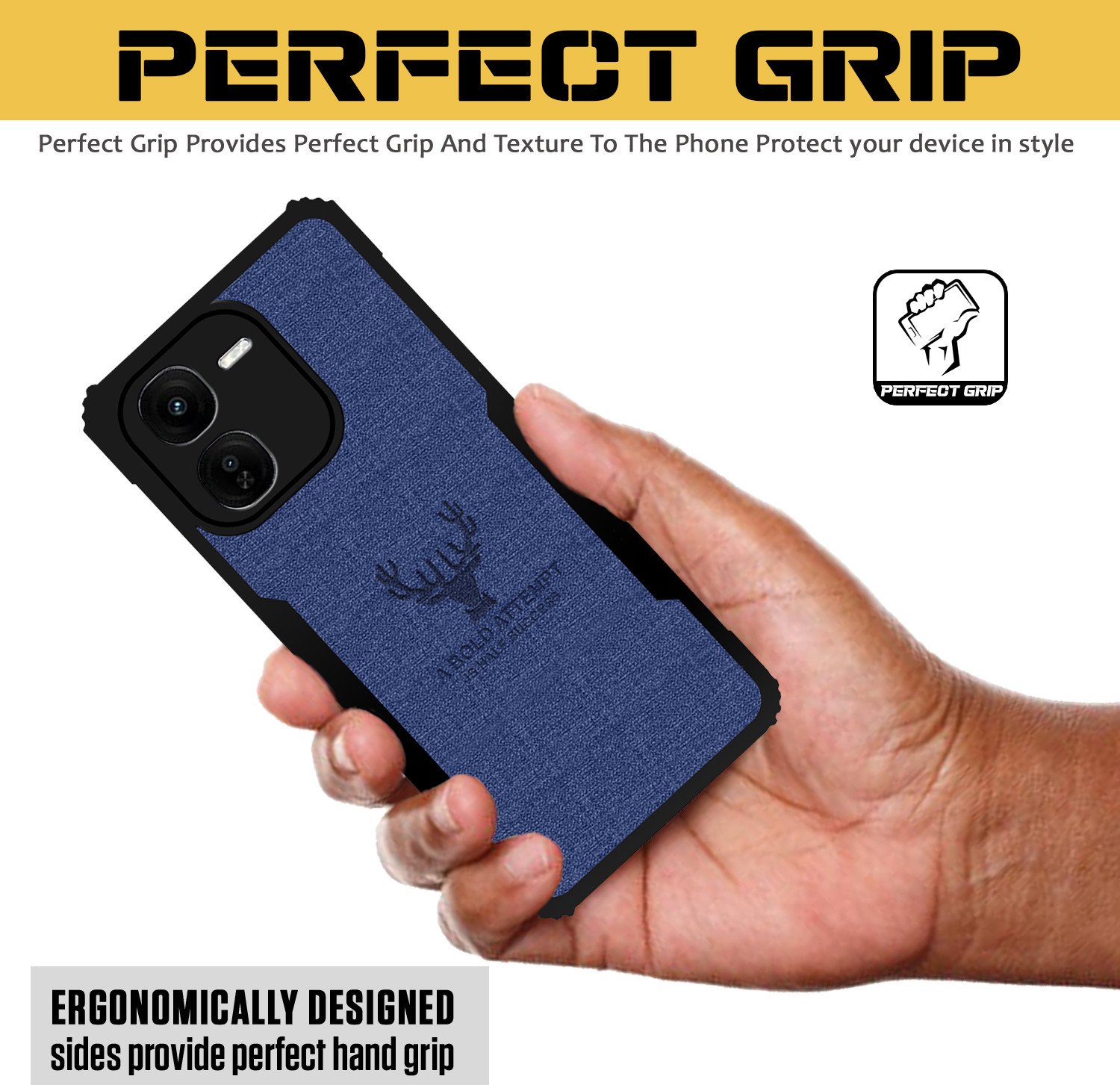 Image of Roxel Back Cover for IQOO Z9X |Vegan PU Leather |Deer Case|Four Side Edges & Camera Lens Protection