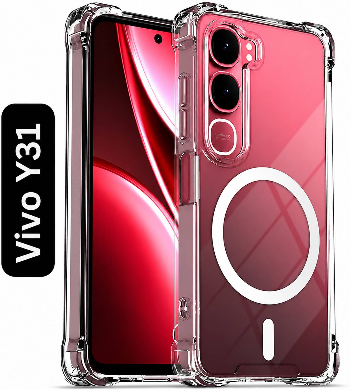 FONKR Back Cover for Vivo Y31, Magnetic Bumper Case, Soft & TPU, Crystal Clear Case