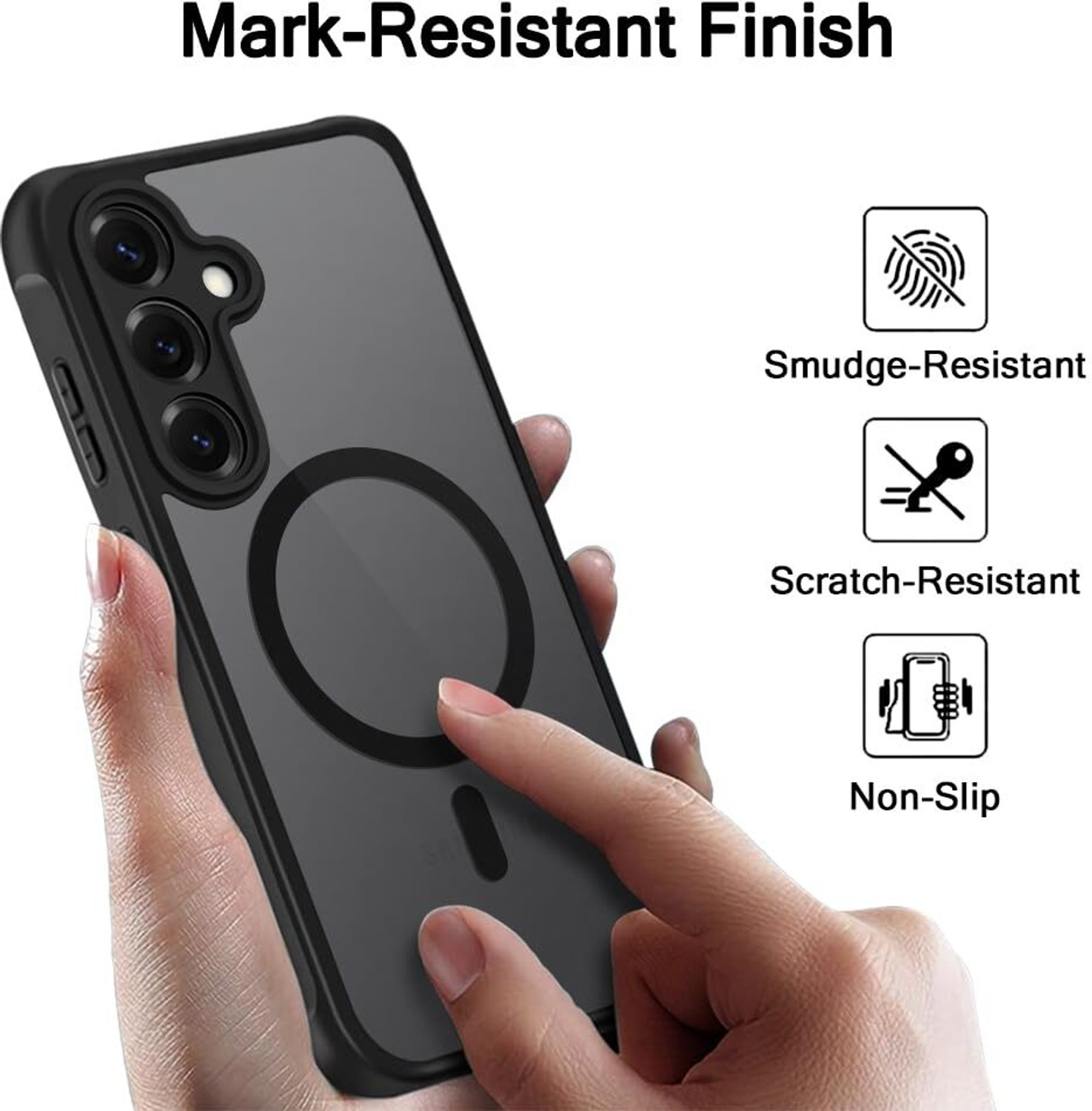 Image of VAPRIF Back Cover for SAMSUNG Galaxy S24 FE 5G, MagSafe Matte Case Translucent Smoke | Magnetic Shockproof Hard