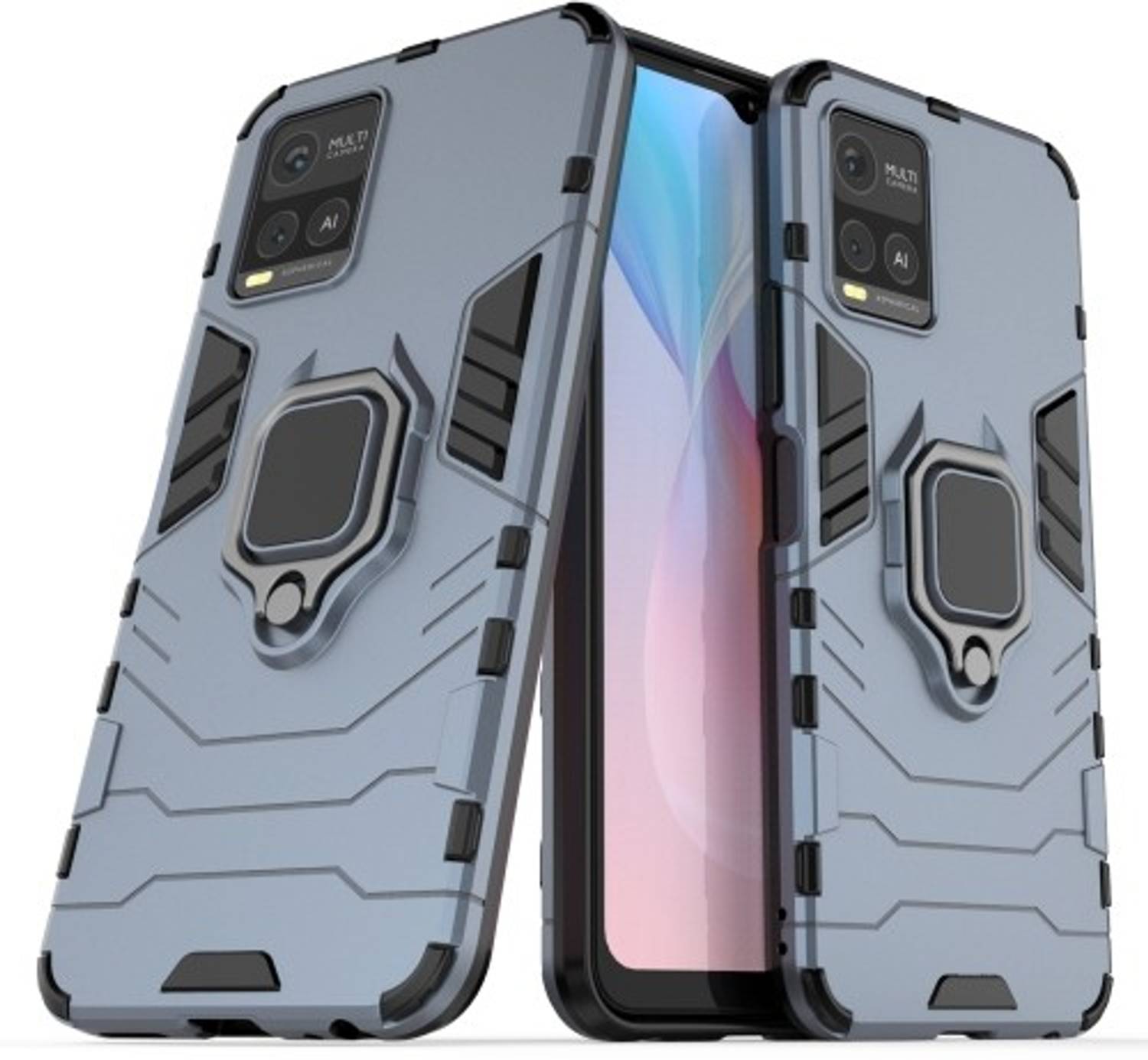 Cover Armor COMAKU Per Vivo Y21s/Y21/Y33s: Custodia TPU+PC Con Anello E Supporto Magnetico - Blu - 4
