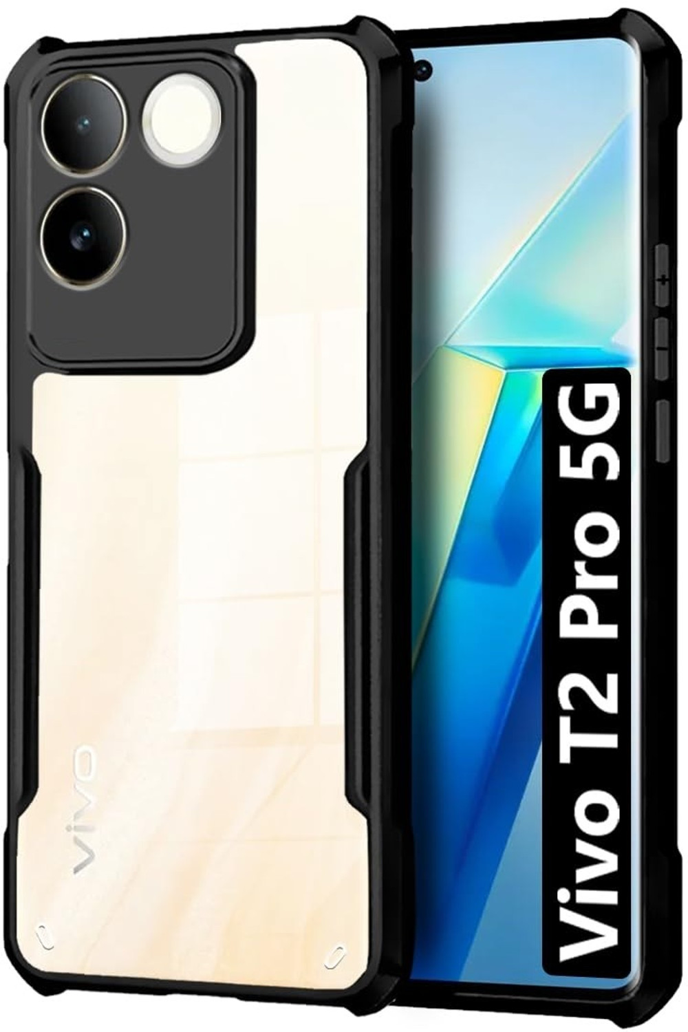Image of Aaralhub Back Cover for vivo T2 Pro 5G (Green, Dual Protection, Rubber, Plastic)