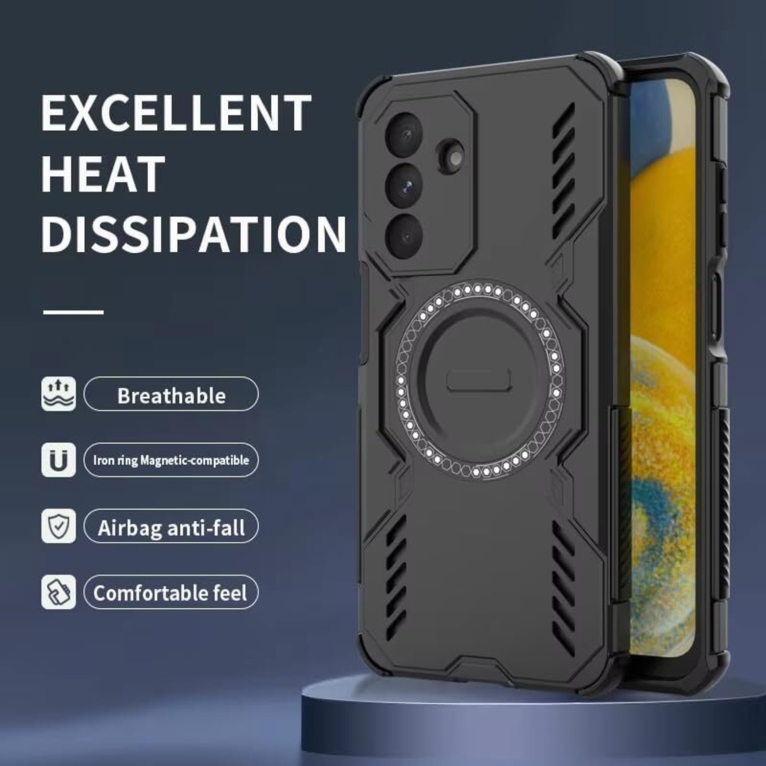 Image of Stunny Front & Back Case for Samsung Galaxy A17, Samsung Galaxy A17 Mobile Cover -ds019 (Black, 3D Case, Pack of: 1)