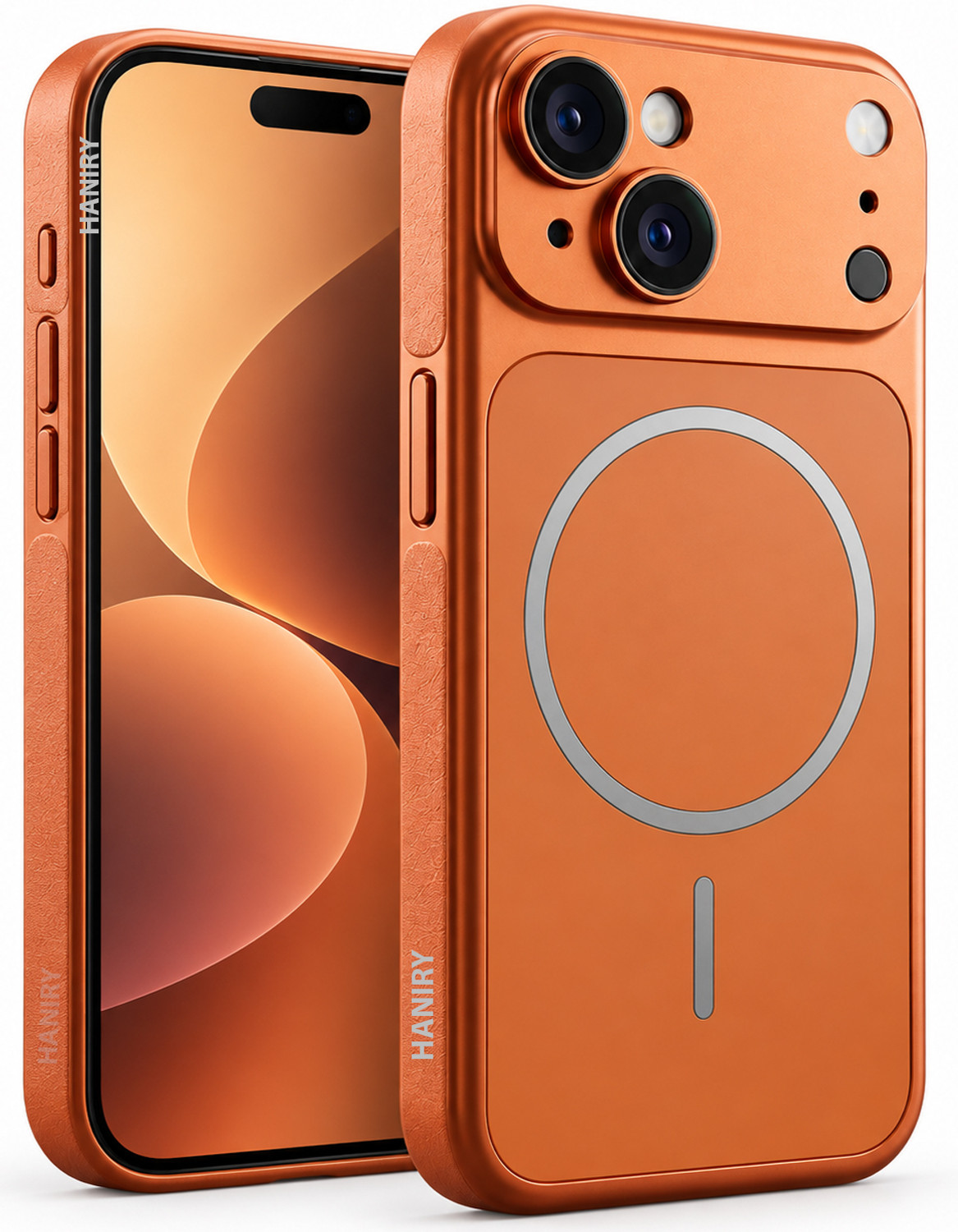 Image of HANIRY Back Cover for Apple iPhone 13, Magsafe (Orange, Hard Case, Polycarbonate, Pack of: 1)