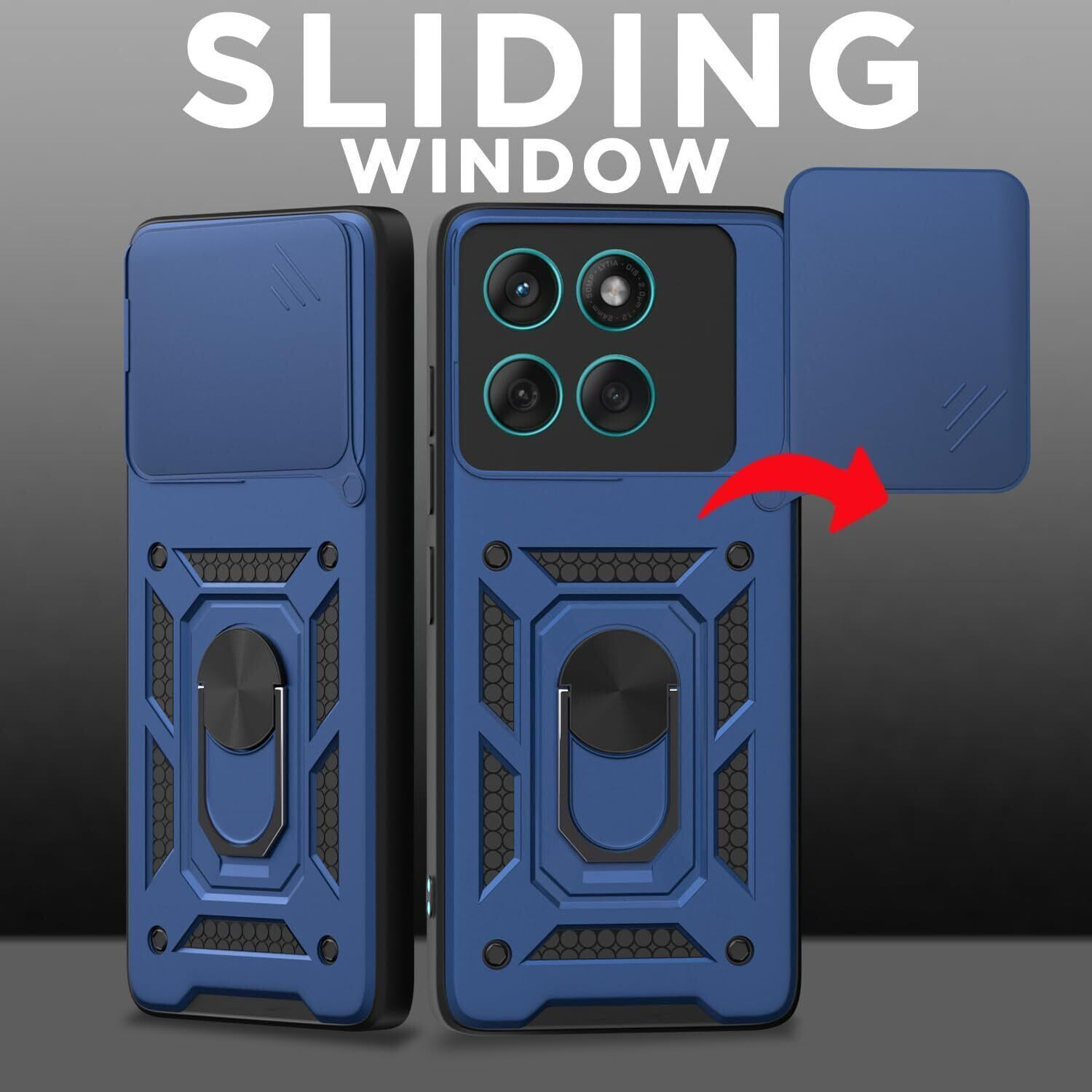 Image of AIBEX Back Cover for Motorola Edge 60 Pro 5G|D10 Tough Armor|Sliding Camera Shield|Ring Holder|Kickstand