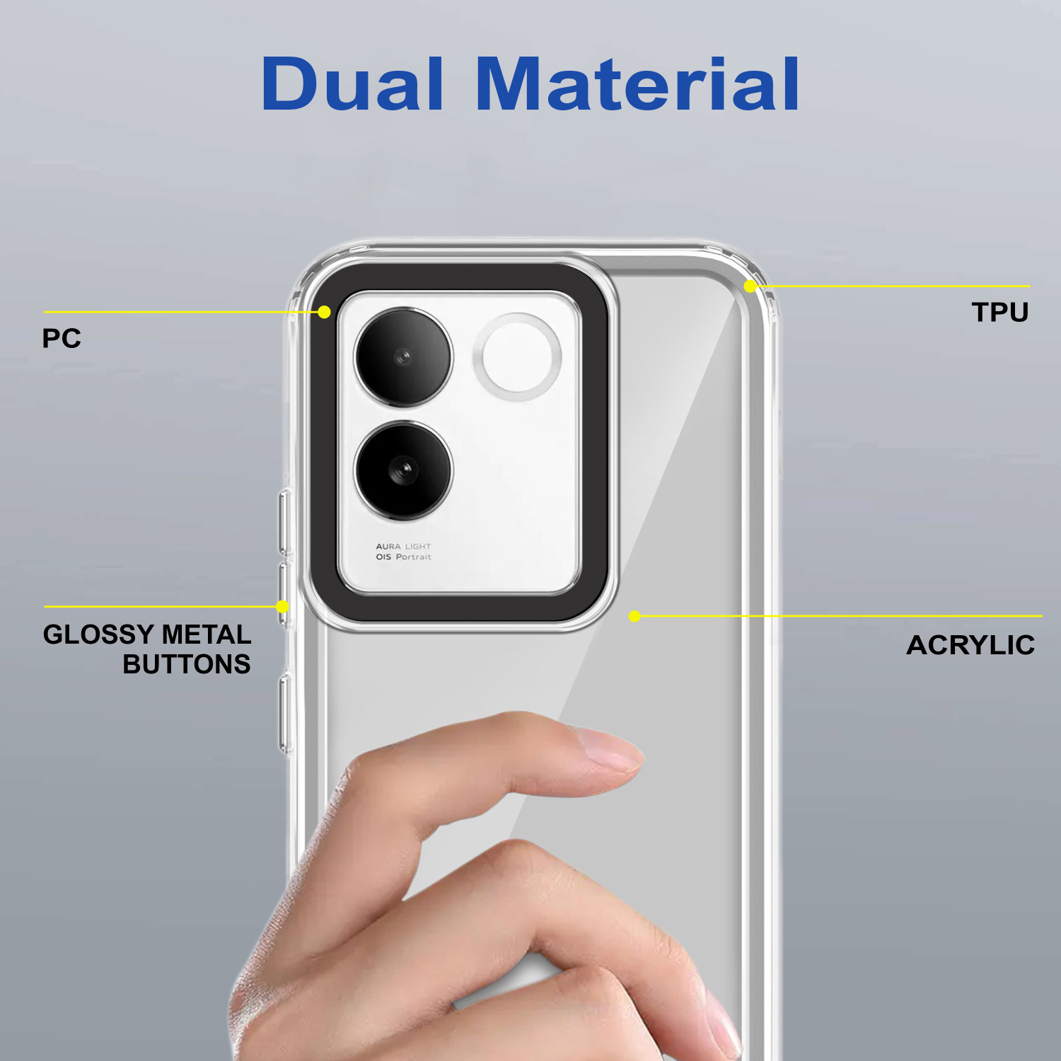 Image of GLOBAL NOMAD Back Cover for Vivo T2 Pro 5G (Transparent, Grip Case, Pack of: 1)
